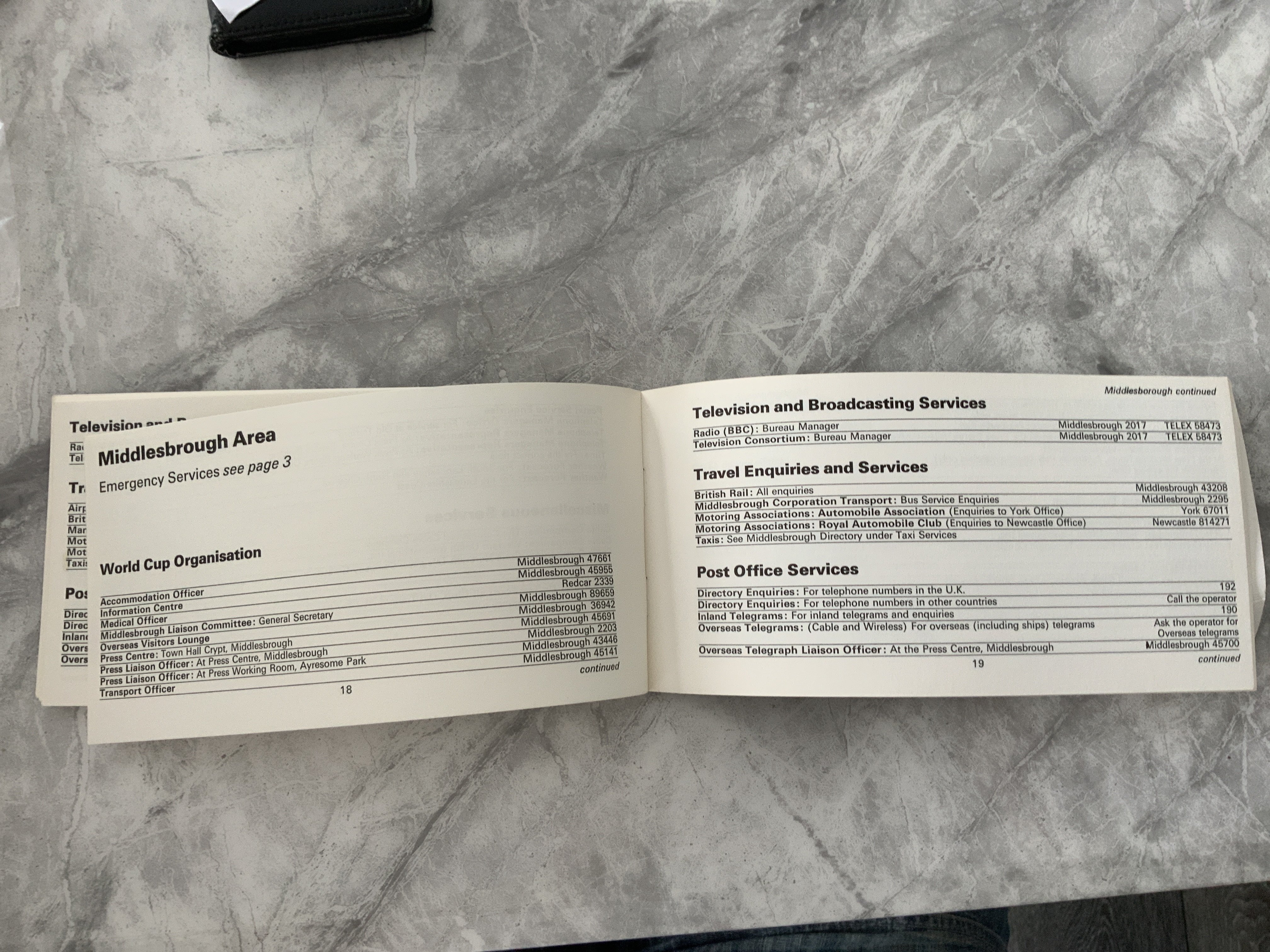 1966 World Cup Official GPO Phone Book: Excellent condition booklet produced by the GPO for use of teams, press officials etc. Hard to obtain item consisting of 32 pages.