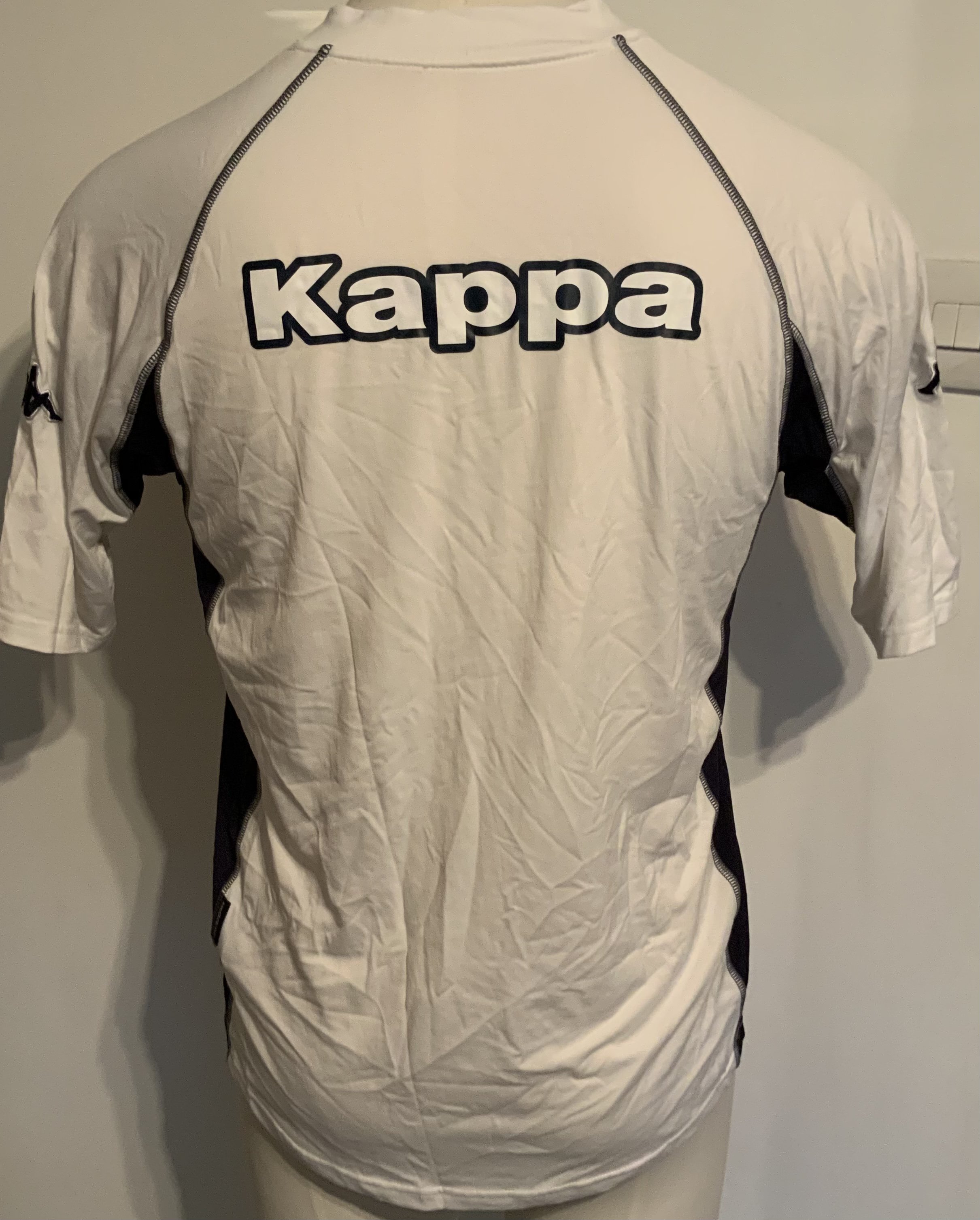 Tottenham 2003 - 2004 Training Top Football Shirt: White short sleeve with patch stating Kappa 29 to front. Worn and signed by Simon Davies.