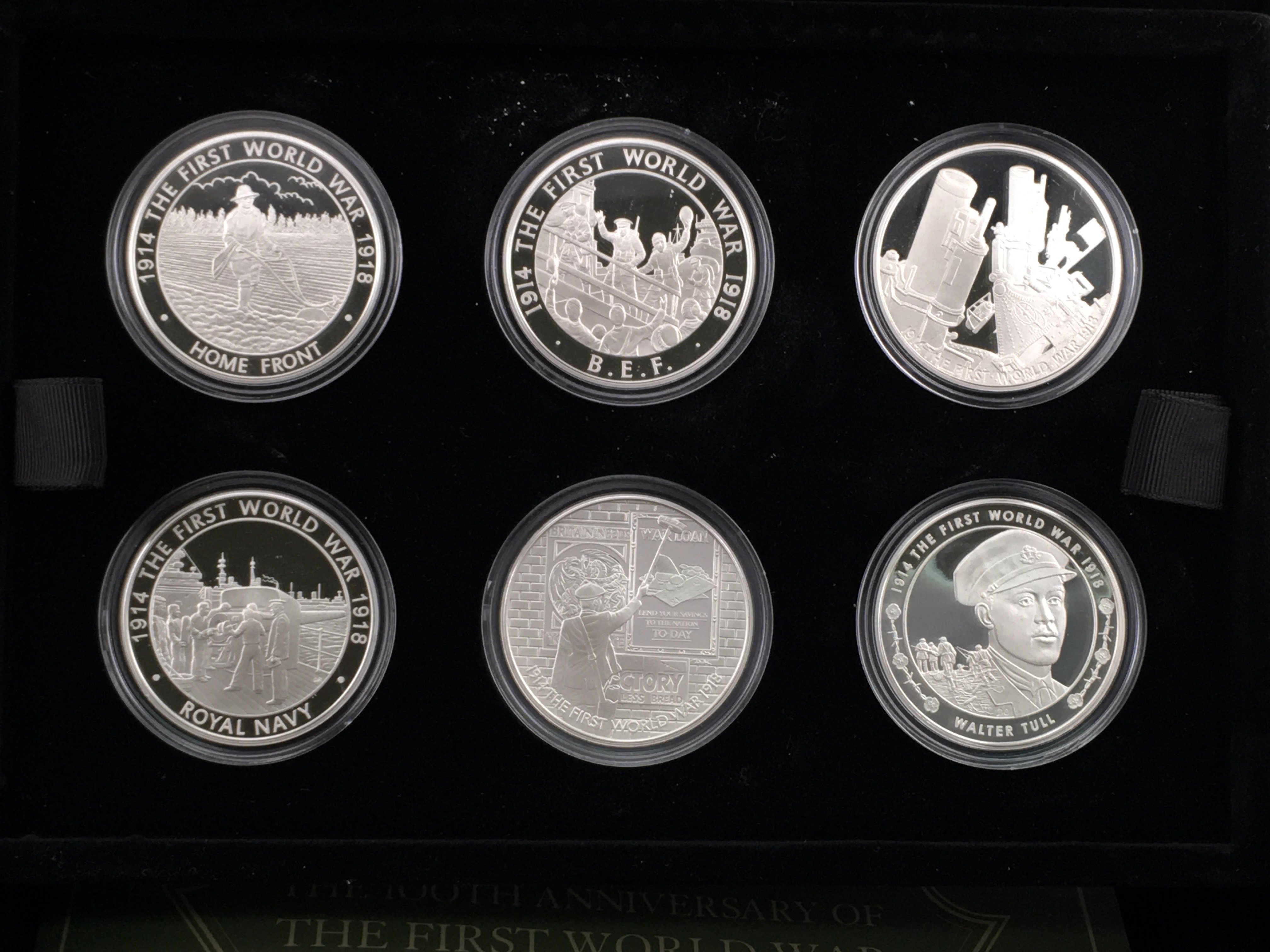 First World War 2014 silver proof 6 coin set with COA. Postage B