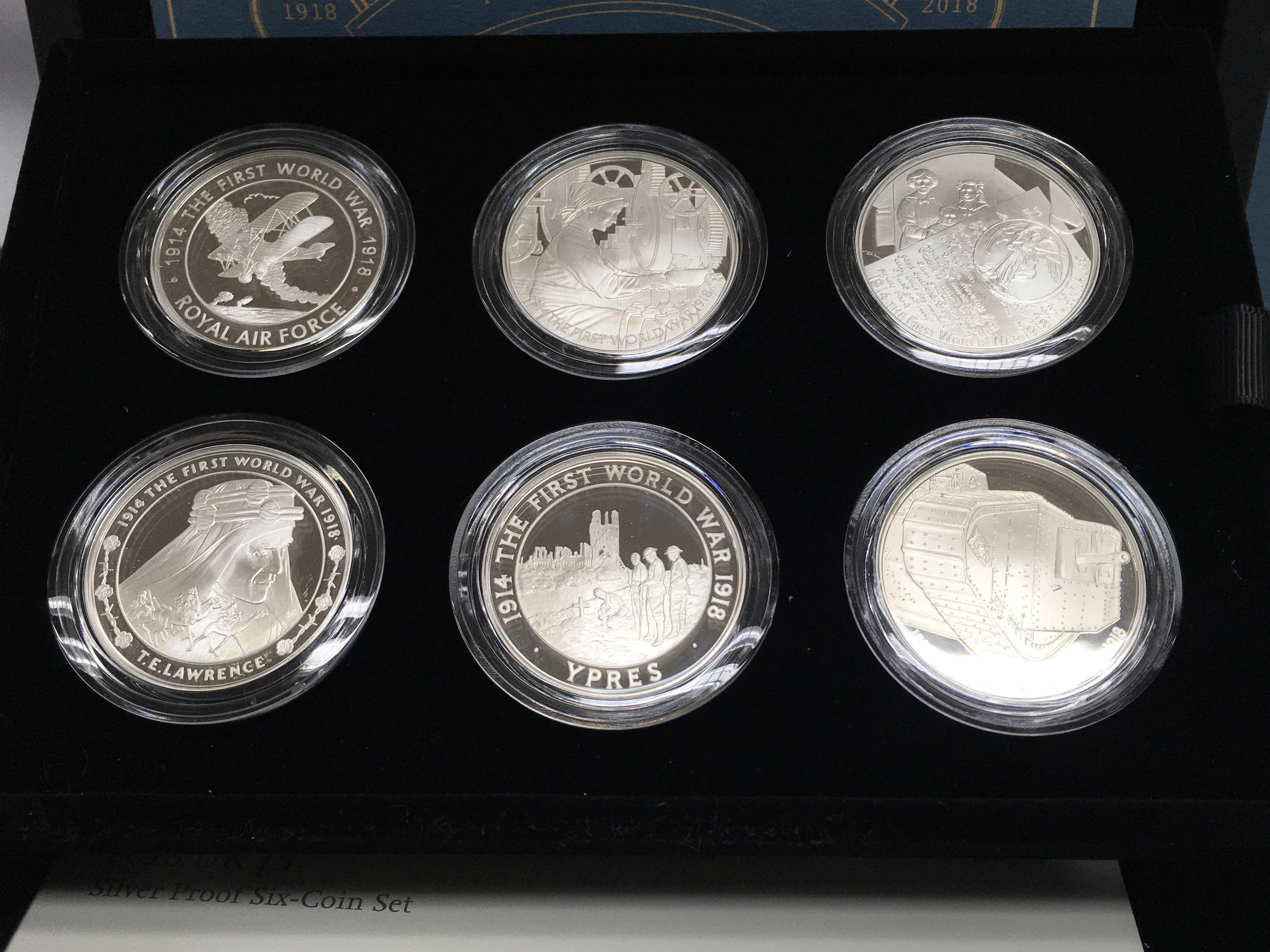 First World War 2018 silver proof 6 coin set with COA. Postage B