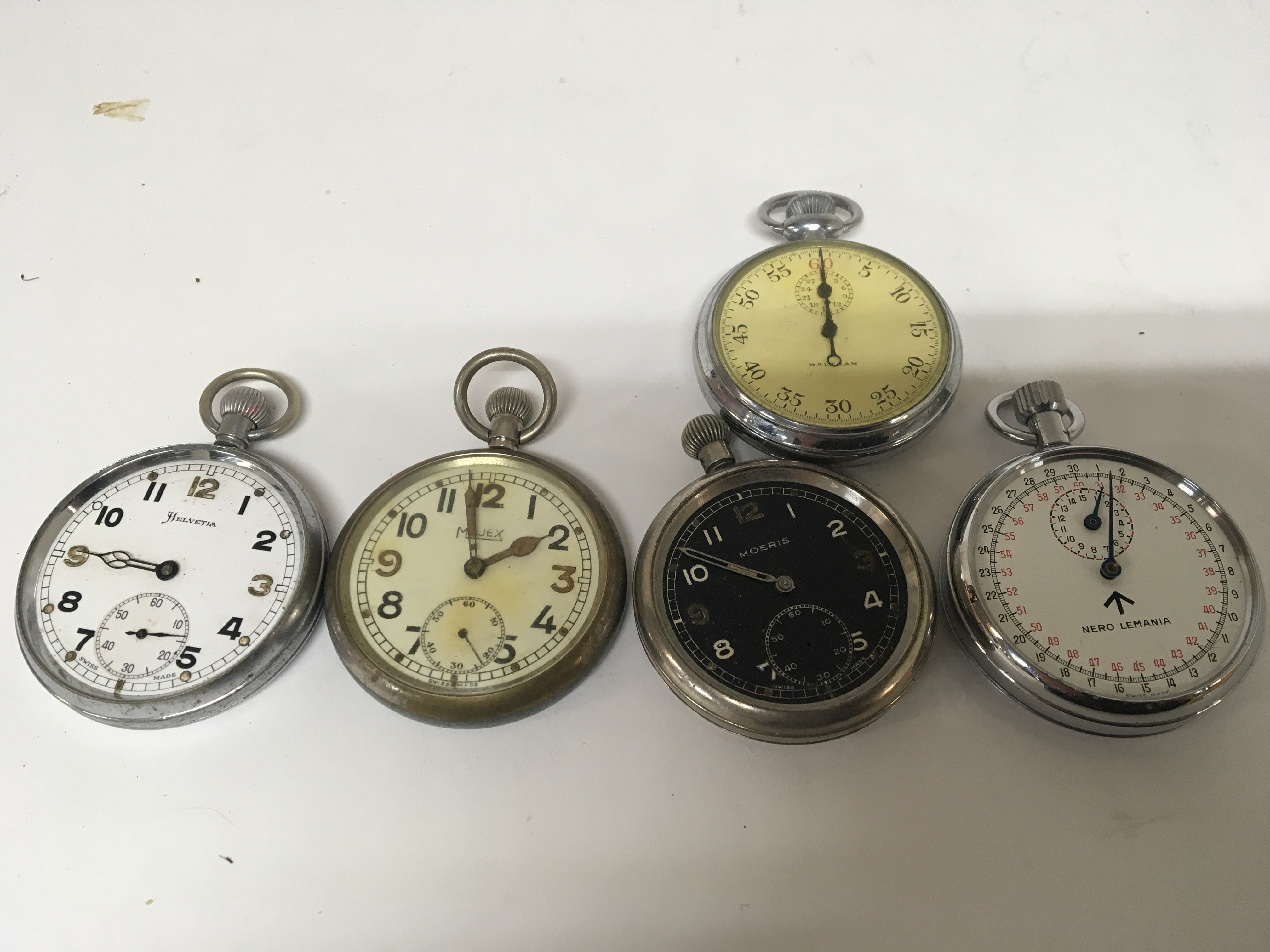 A collection of Military button wind watches and stopwatches sold spare and repair