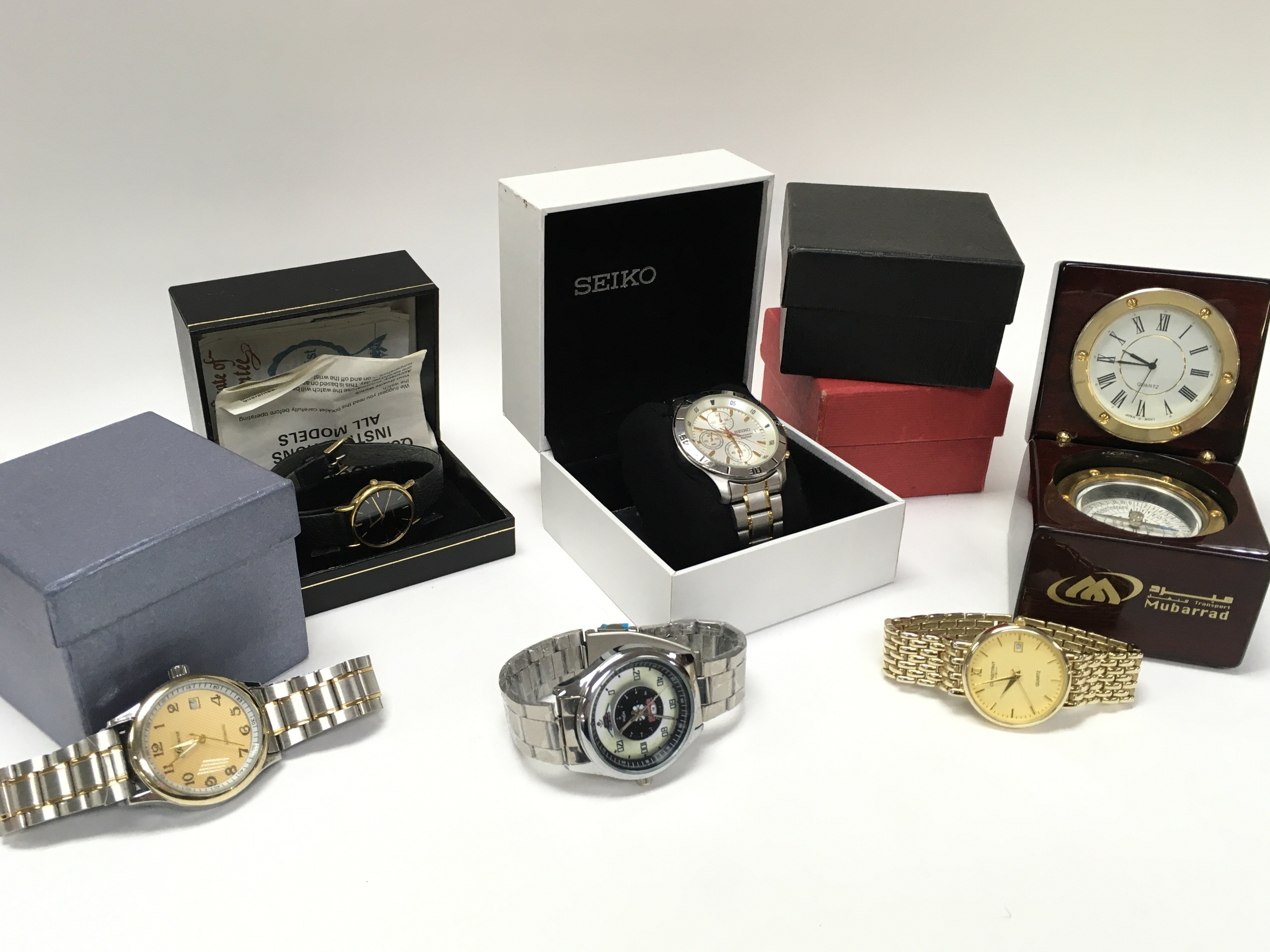 A collection of boxed watches including Seiko Chronograph, Accurist, Constant etc. postage category B