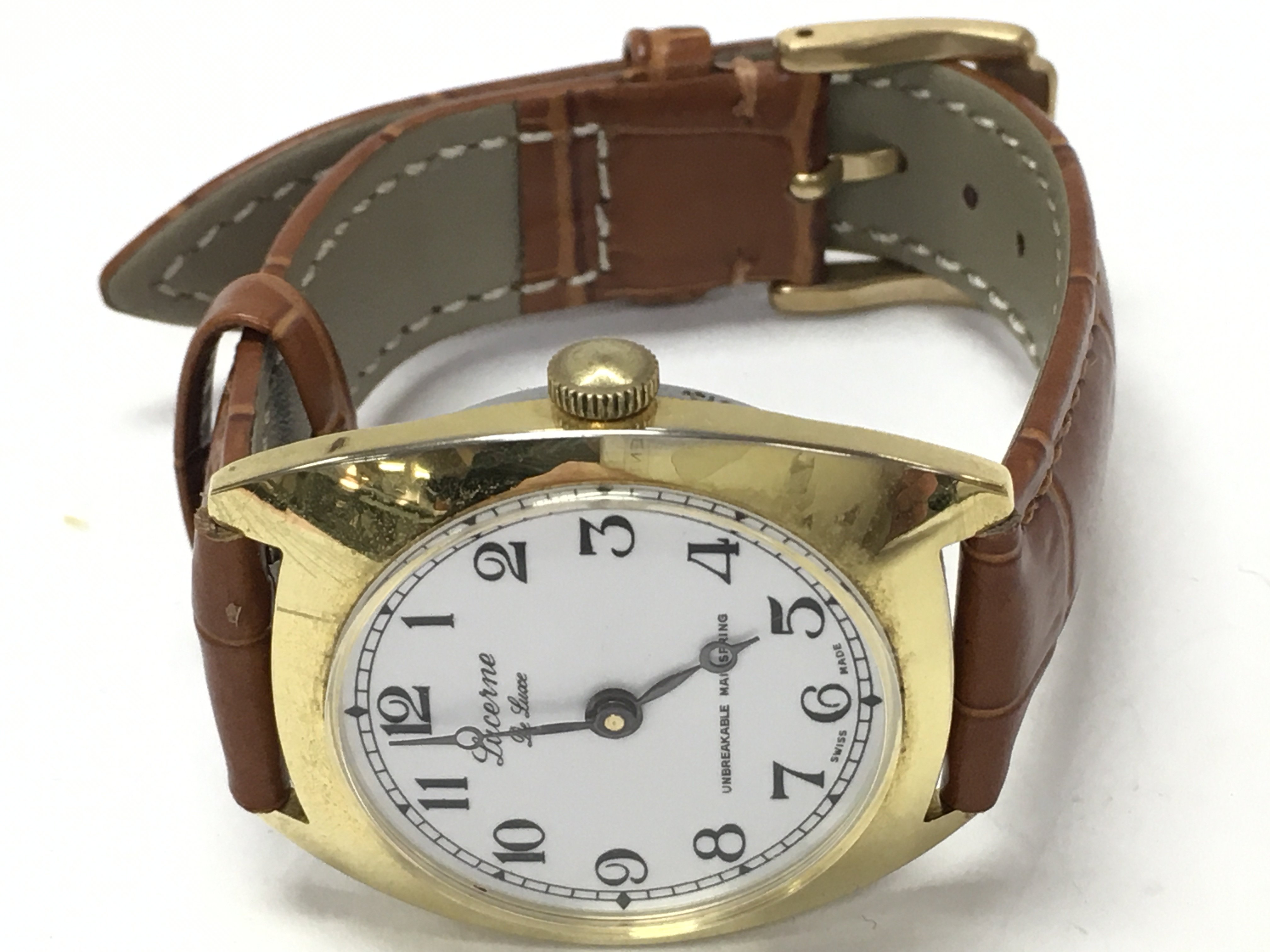A vintage Swiss Lucerne De Luxe watch