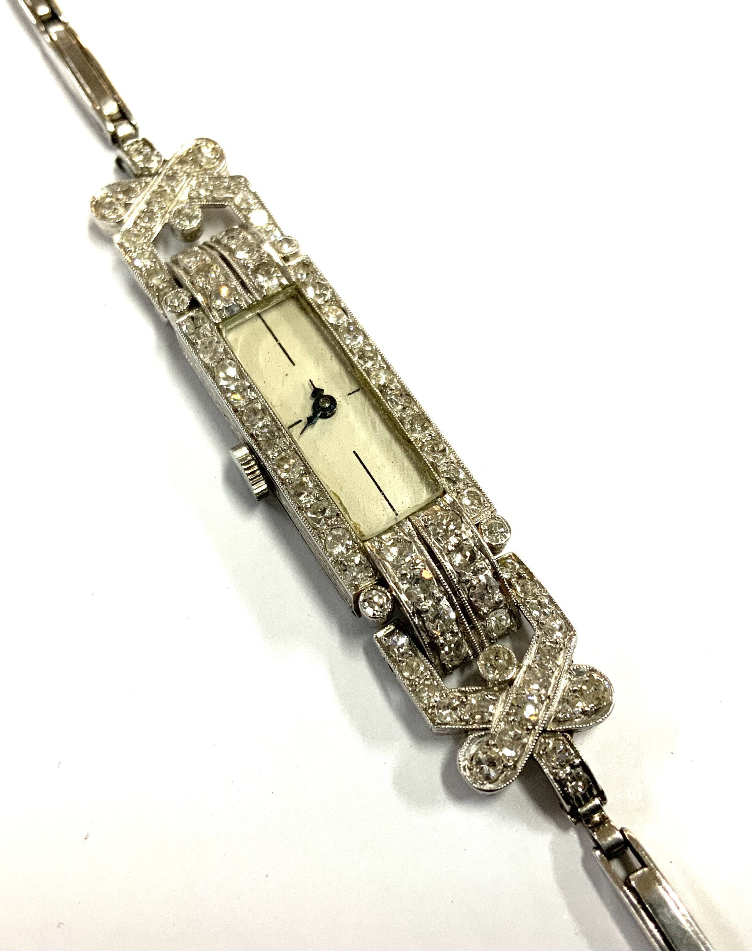 A 1930s Baume & Mercier platinum (unmarked tested) and diamond cocktail, Total weight 15.83g (A)