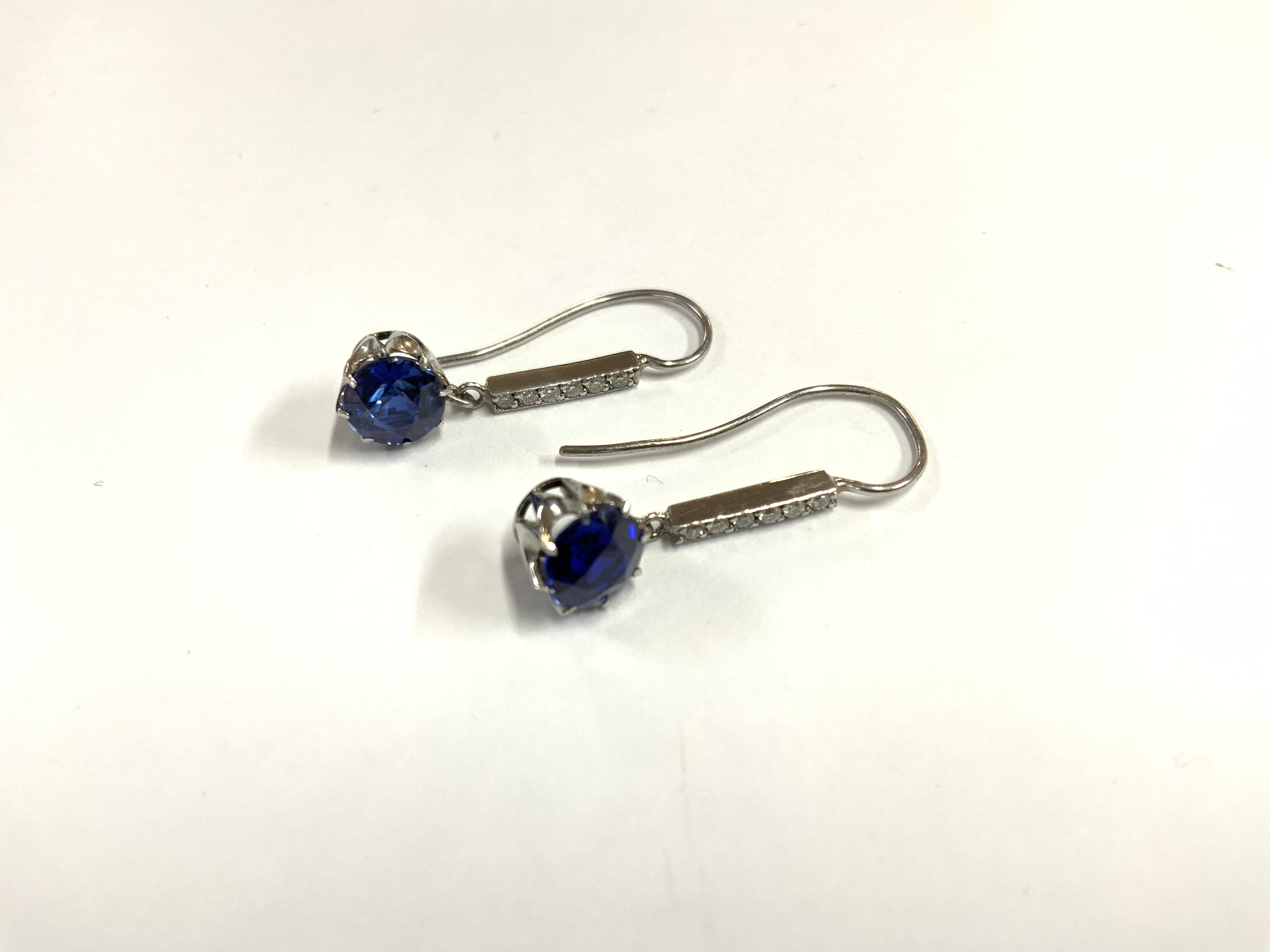 A White gold Spinel and diamond drop earrings (A)
