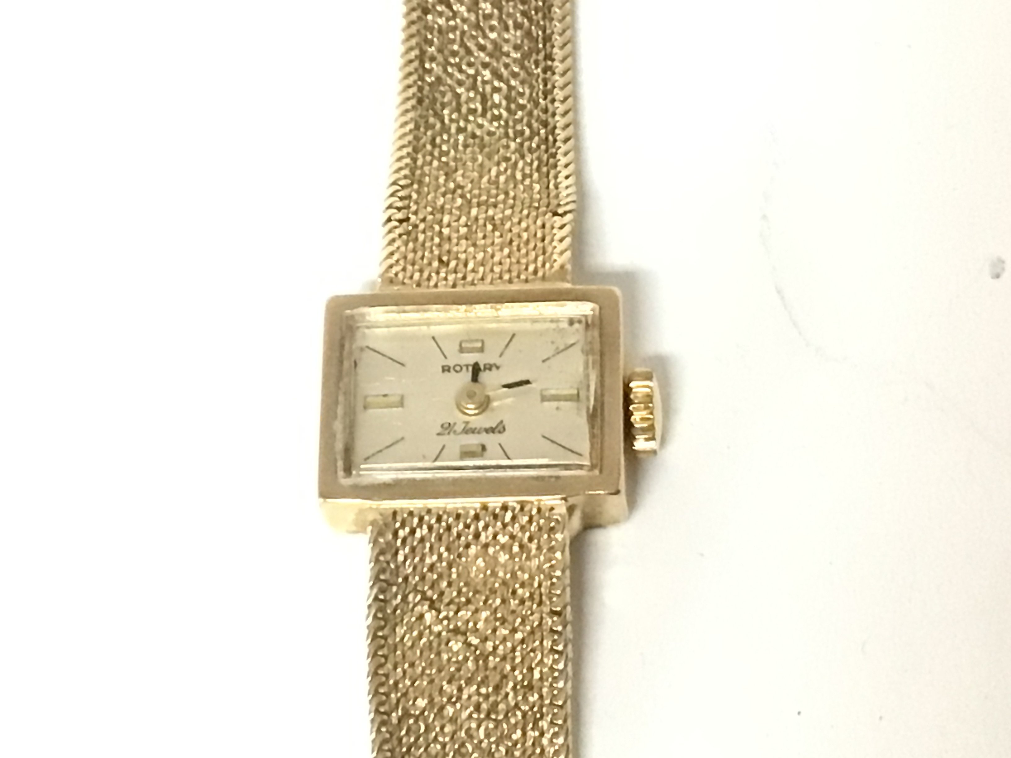 A ladies 9carat gold Rotary watch with a rectangular dial. Weight 17g