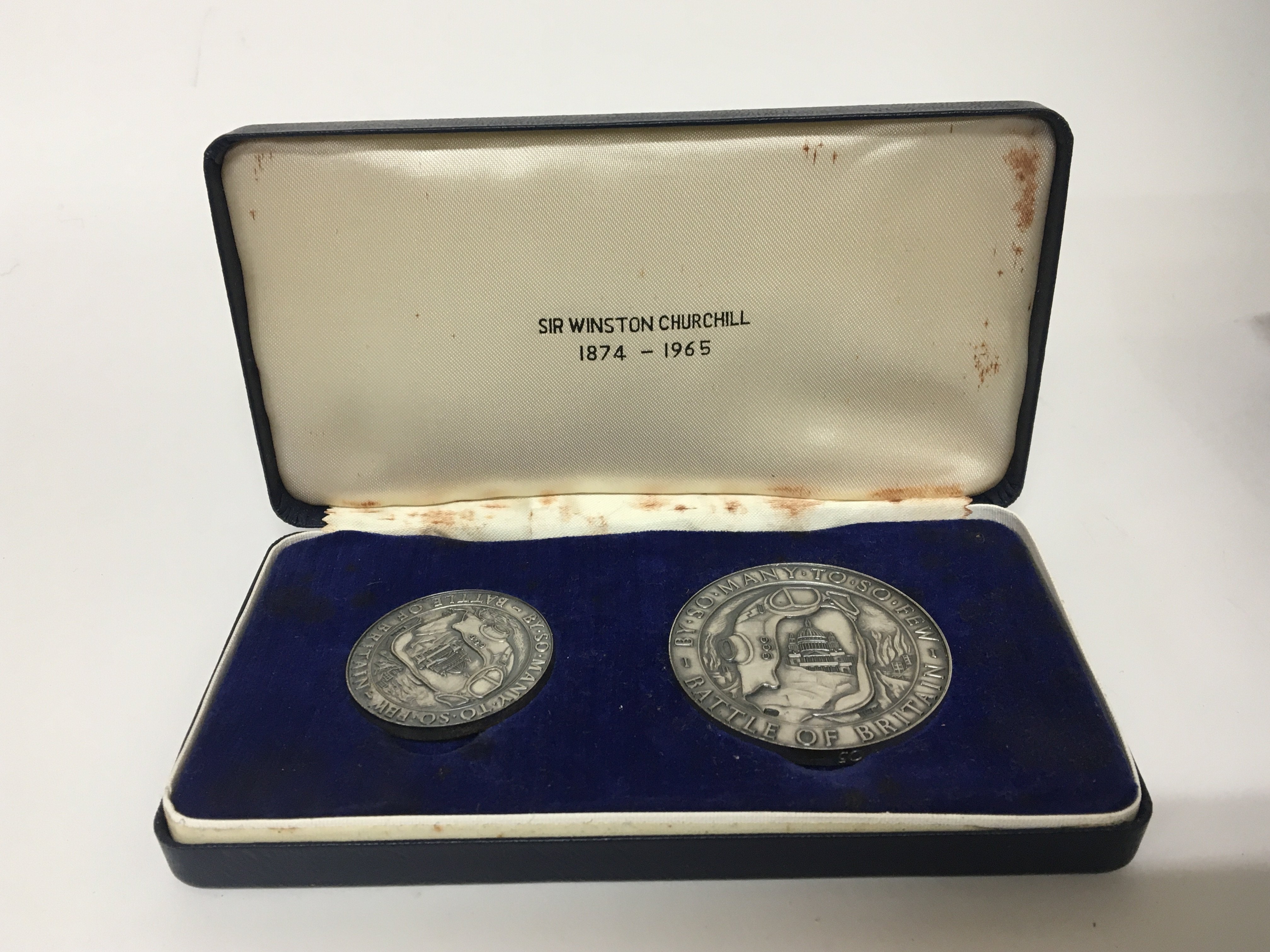 A cased silver Sir Winston Churchill Battle of Britain coin set.