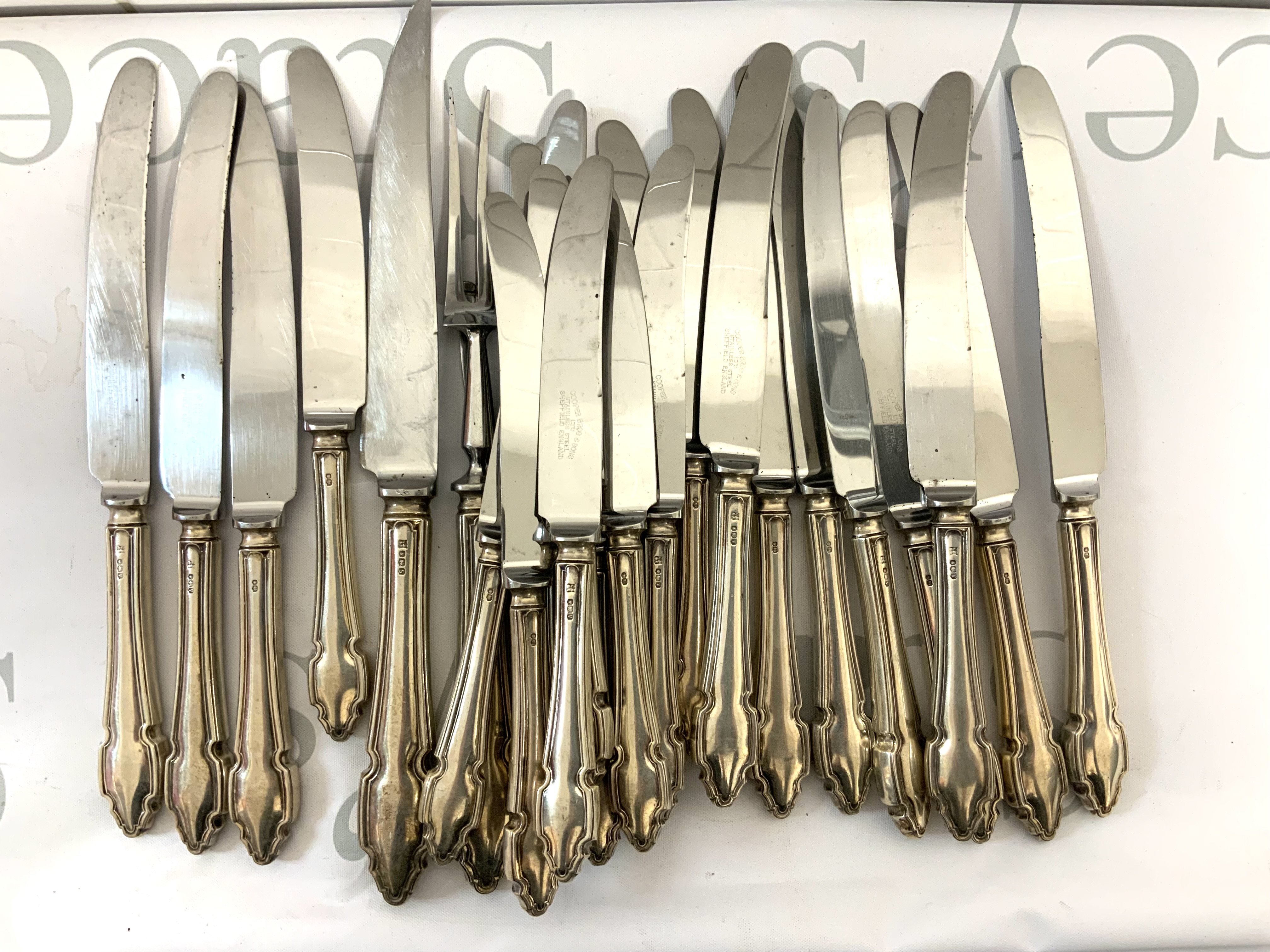 A collection of hallmarked silver handled cutlery. (C)
