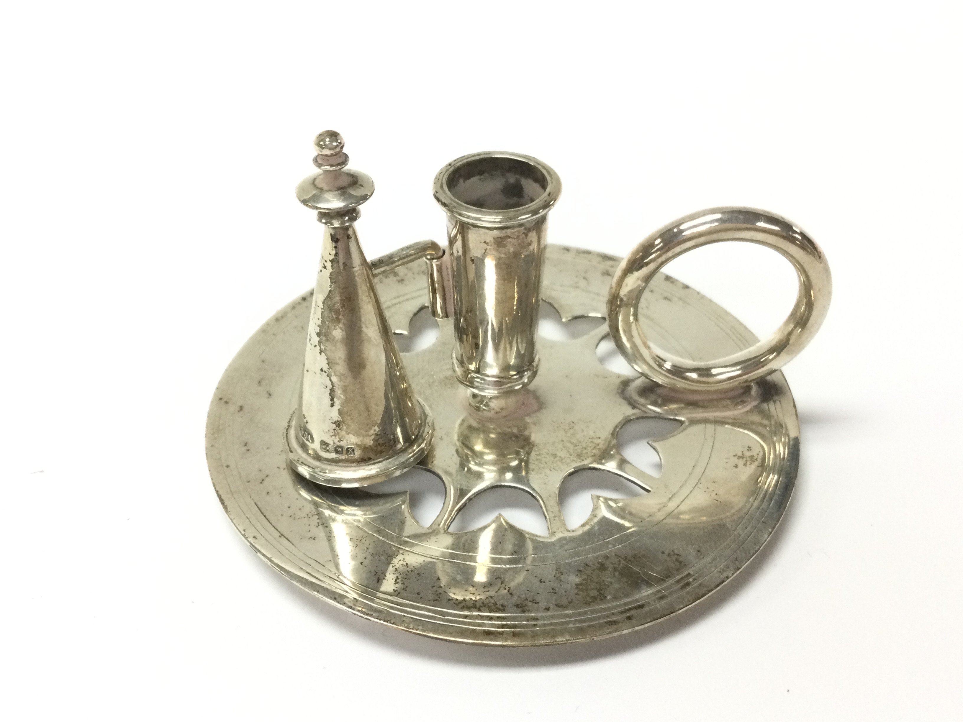 A silver London hallmarked chamber stick. 81.89g from circa 1984 Postage B