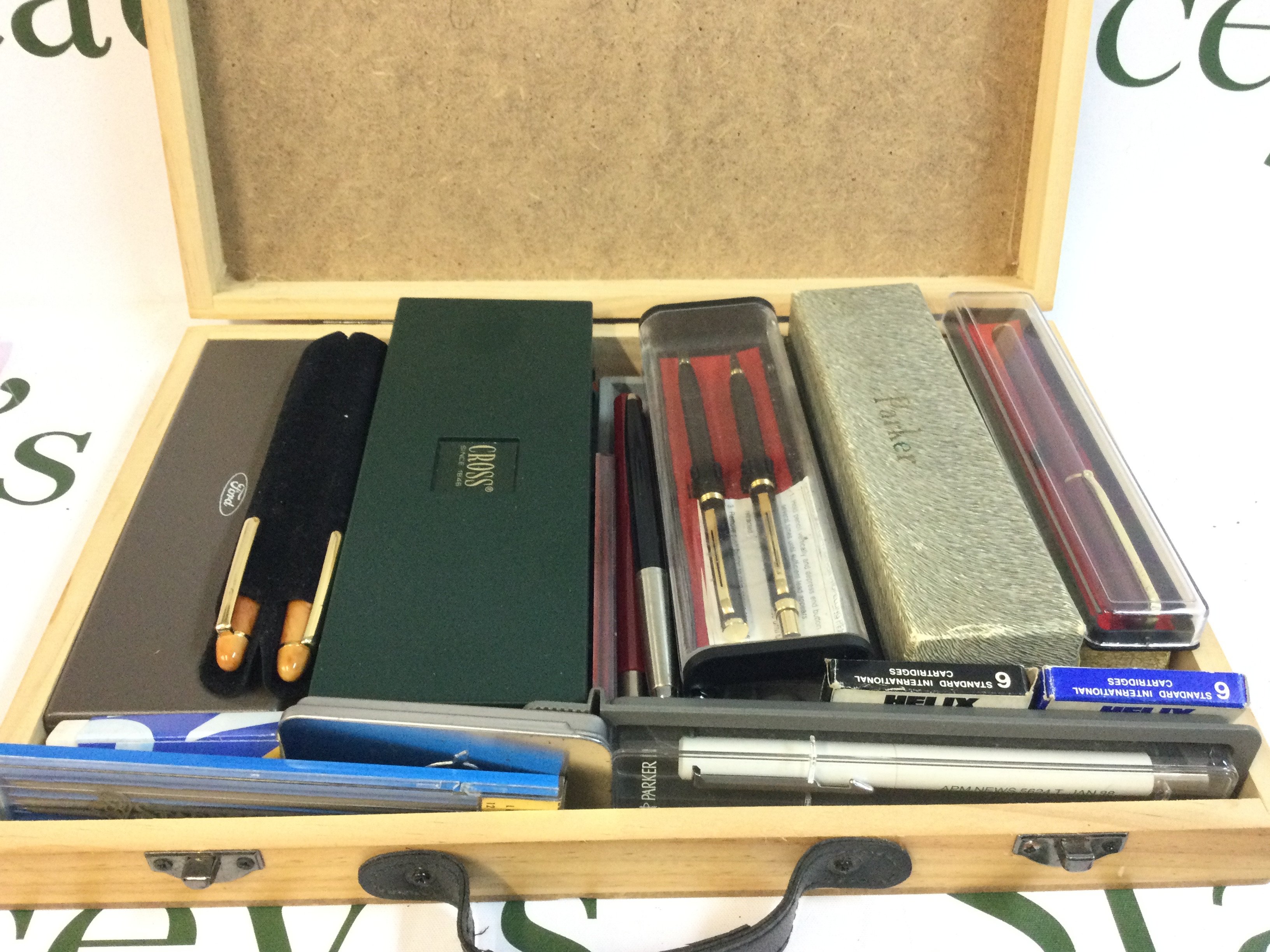 A collection of pens including Parker, Cross etc mostly boxed. Postage category B