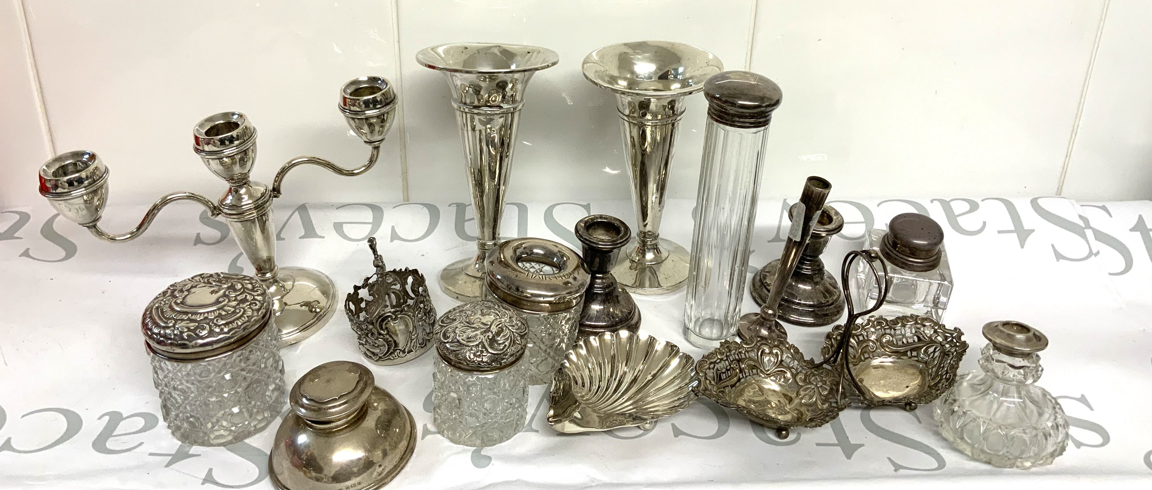 A good collection of hallmarked silver articles.