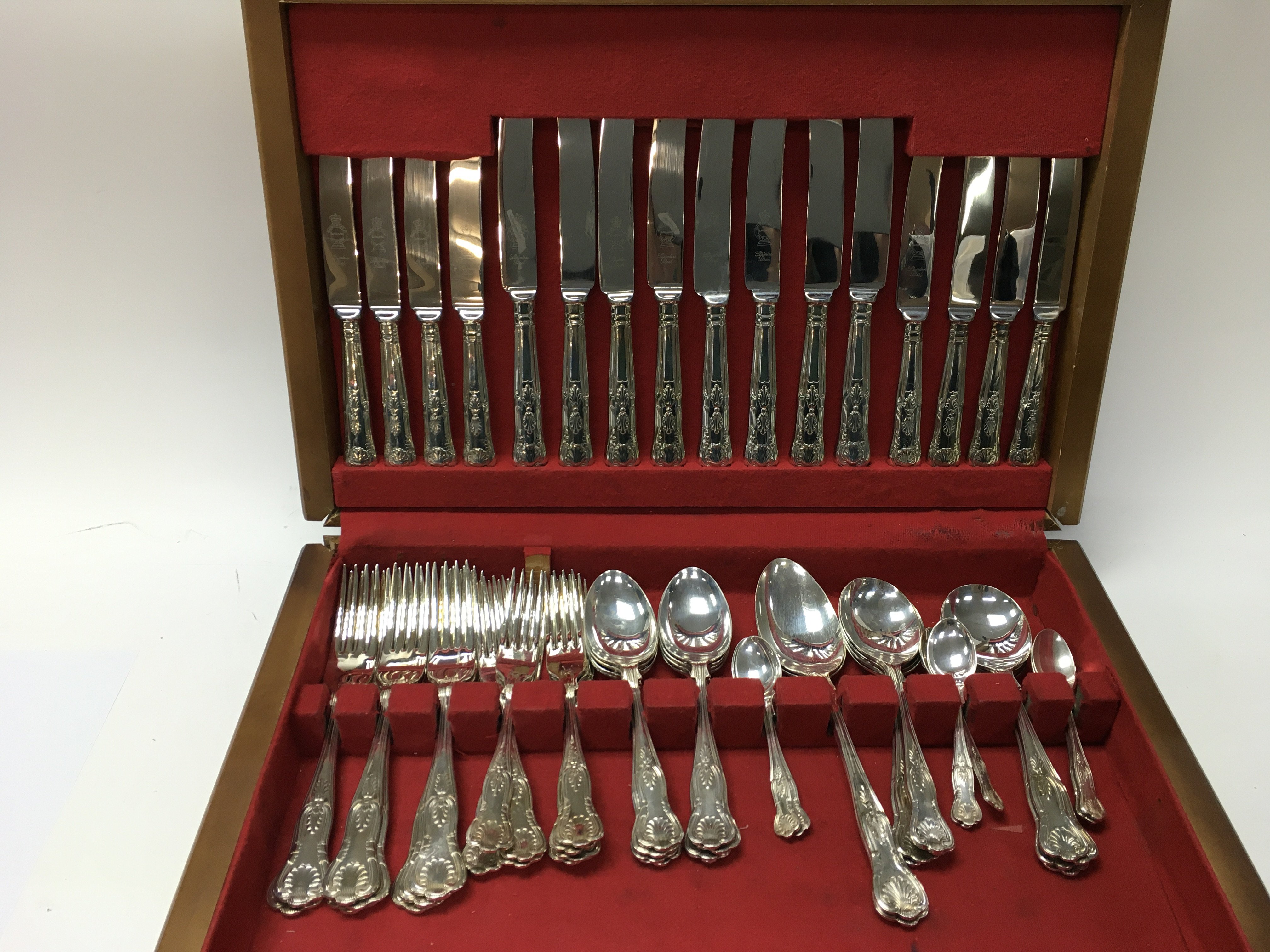 A cased set of kings cutlery In stainless steel. Postage B