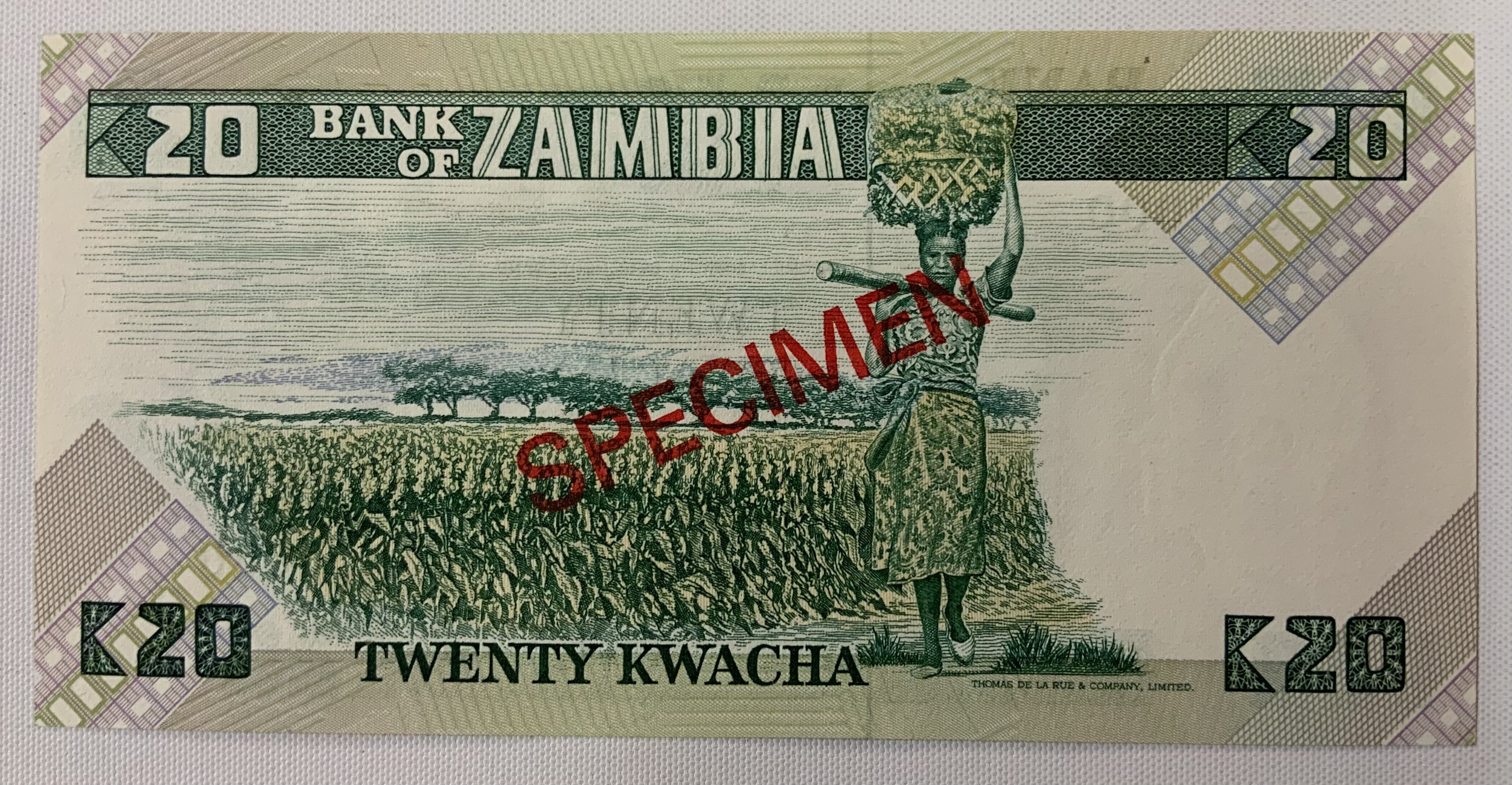 A 1980/88 Zambia 20 Kwacha banknote, 1/E 000000 Specimen banknote. NO RESERVE