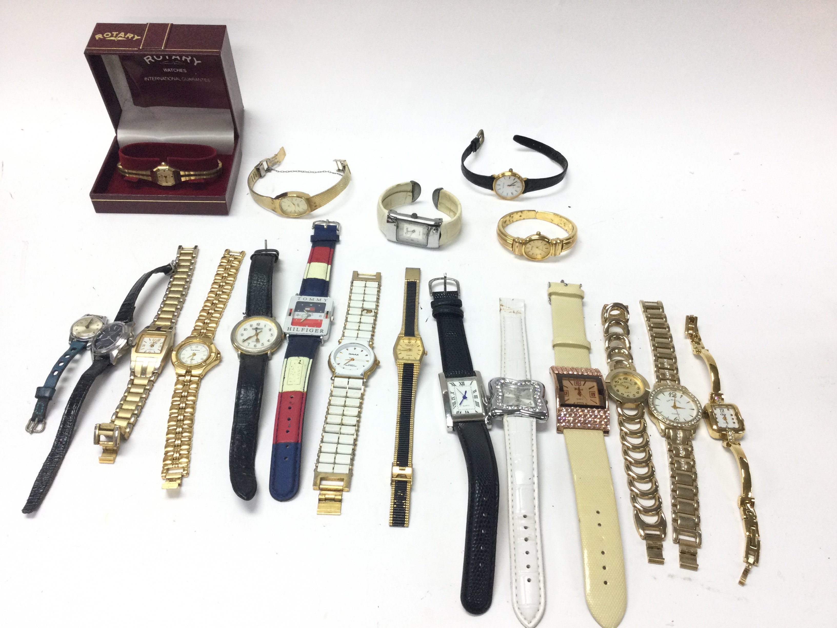 A collection of assorted fashion watches including Citizen and Rotary etc. Postage B