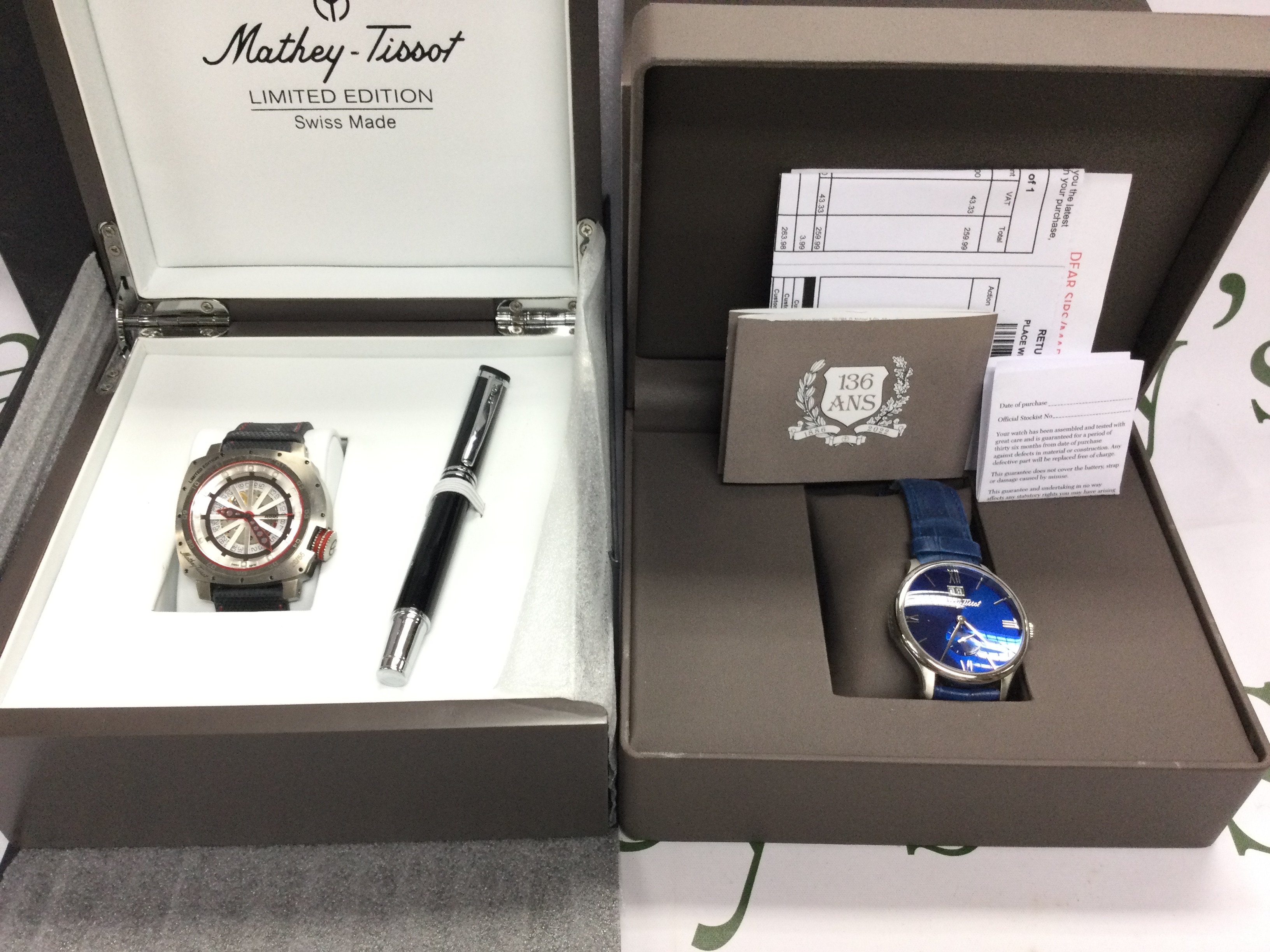 Two Mathew Tissot automatic wrist watches both in excellent condition with boxes. Postage B