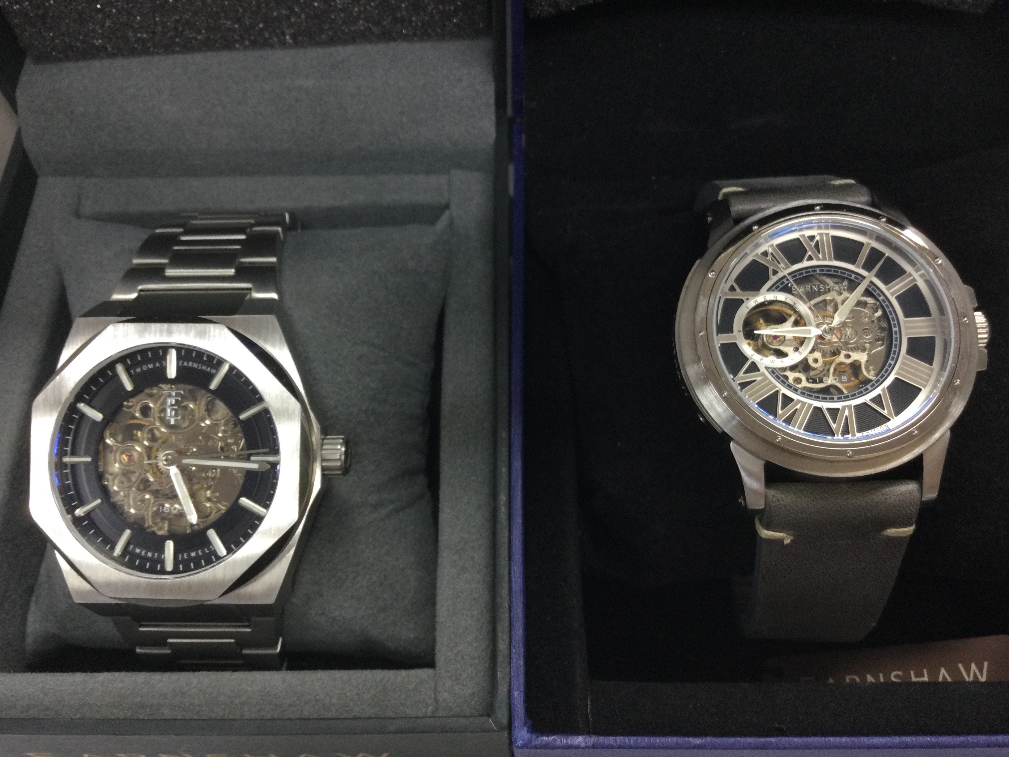 Two Earnshaw automatic wrist watches both in excellent condition and seen running.