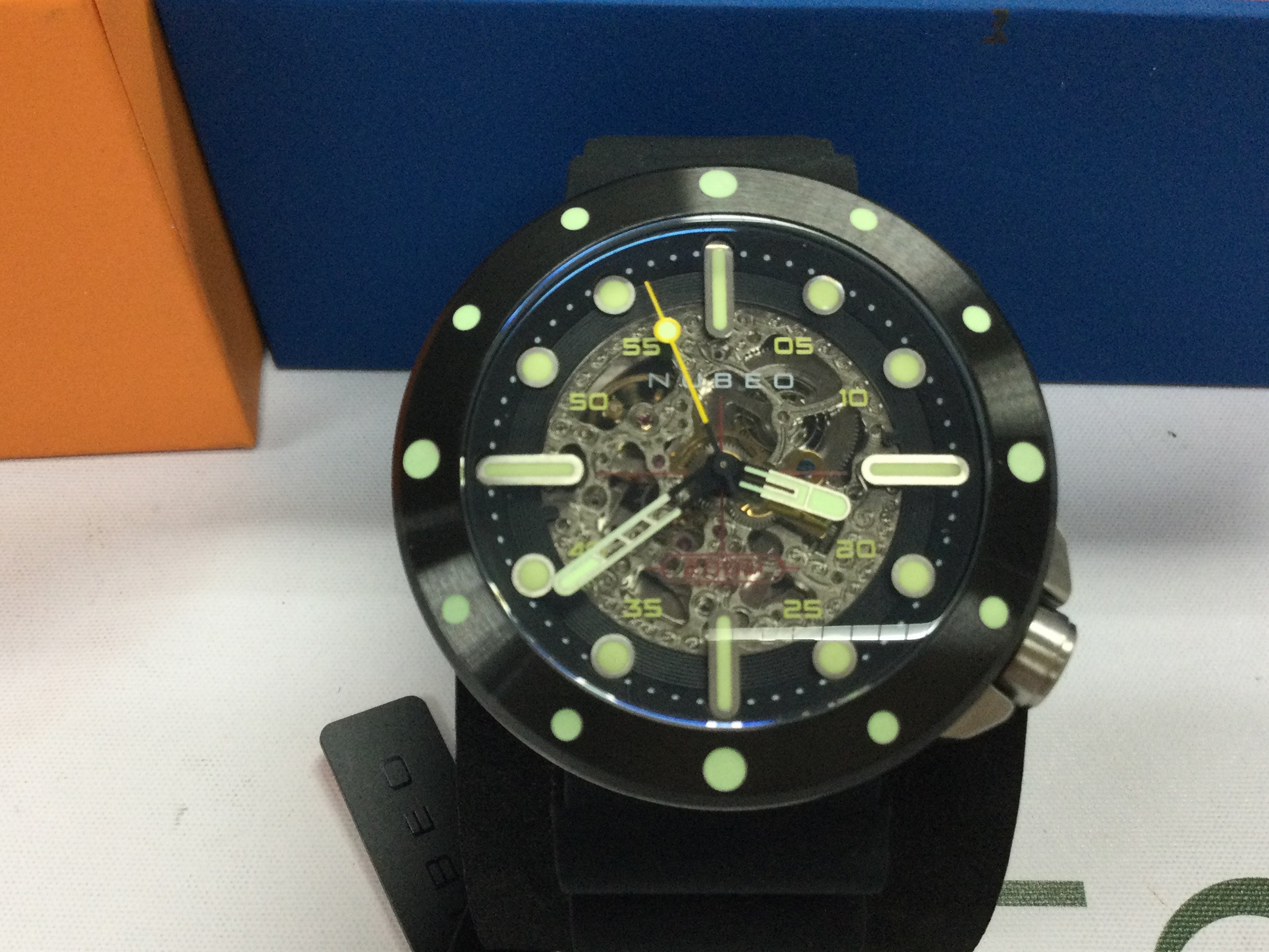 A Nubeo Cassini edition wrist watch. In as new condition with box and papers seen running. Postage B