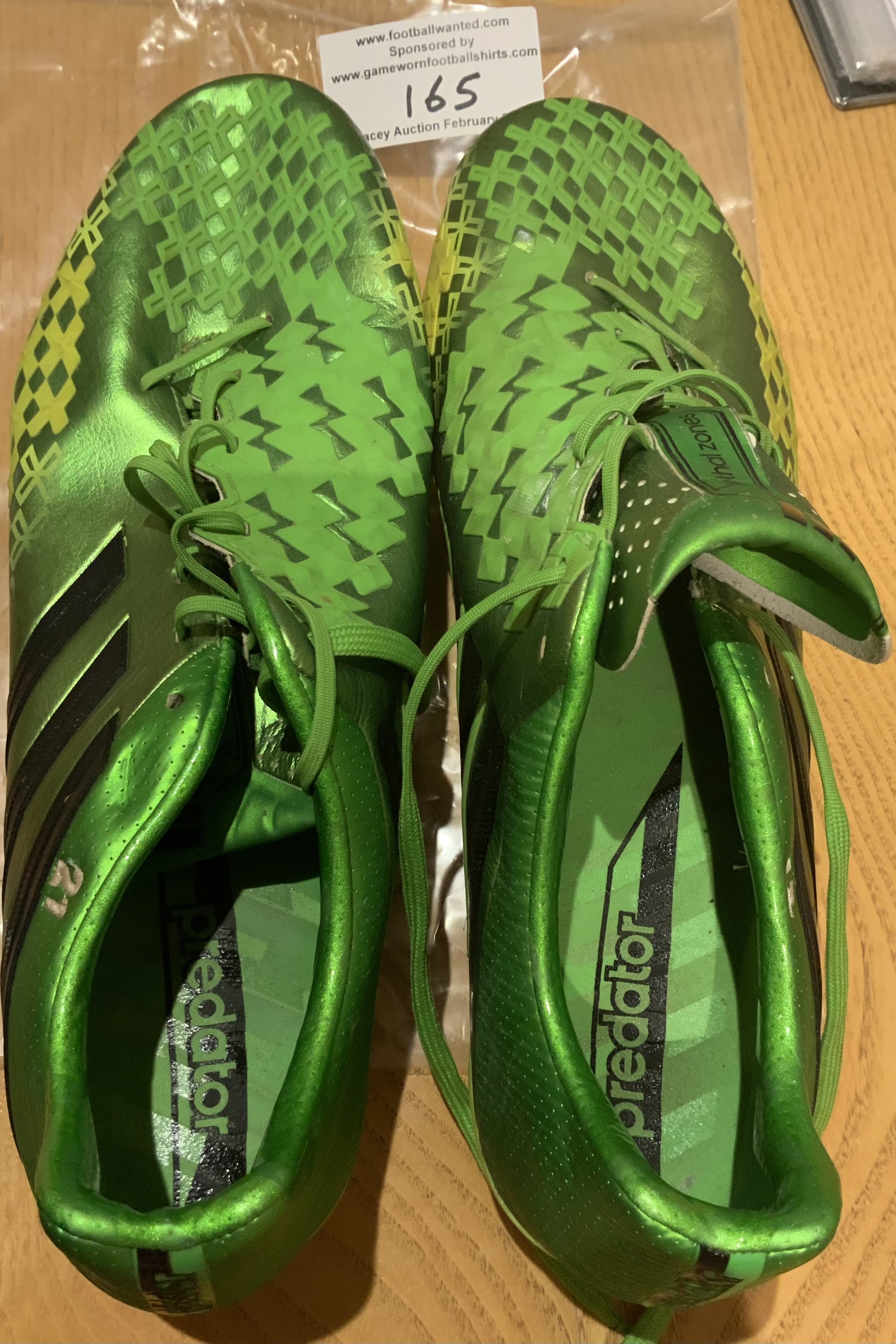Arsenal + Poland Match Worn Fabianski Football Boots: Pair of Adidas Predator  boots both having Number 21 embroidered to side. 