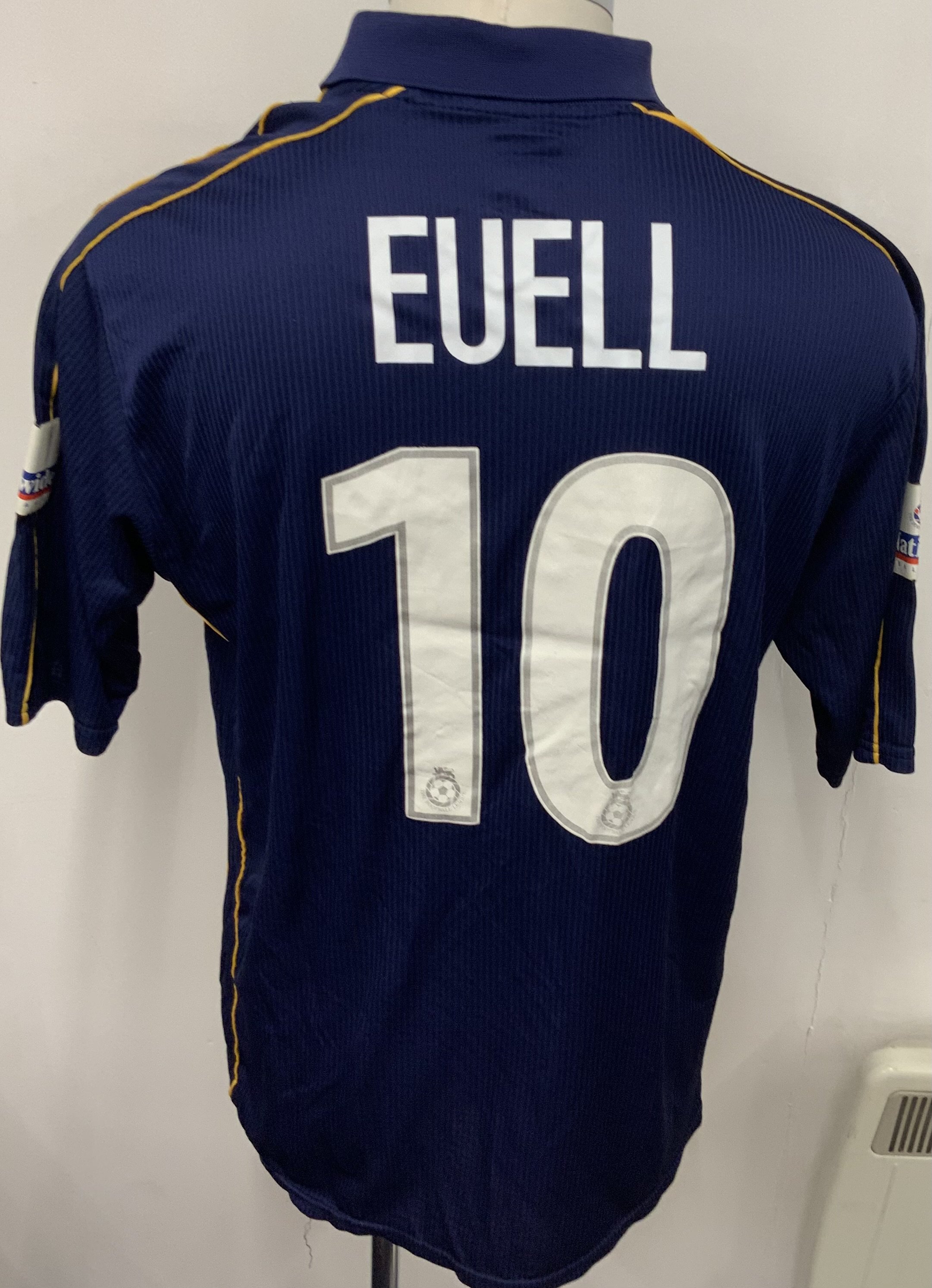 AFC Wimbledon 2000 - 2001 Match Worn Football Shirt: Blue short sleeve shirt. Number 10 Euell.  Nationwide League badging. 