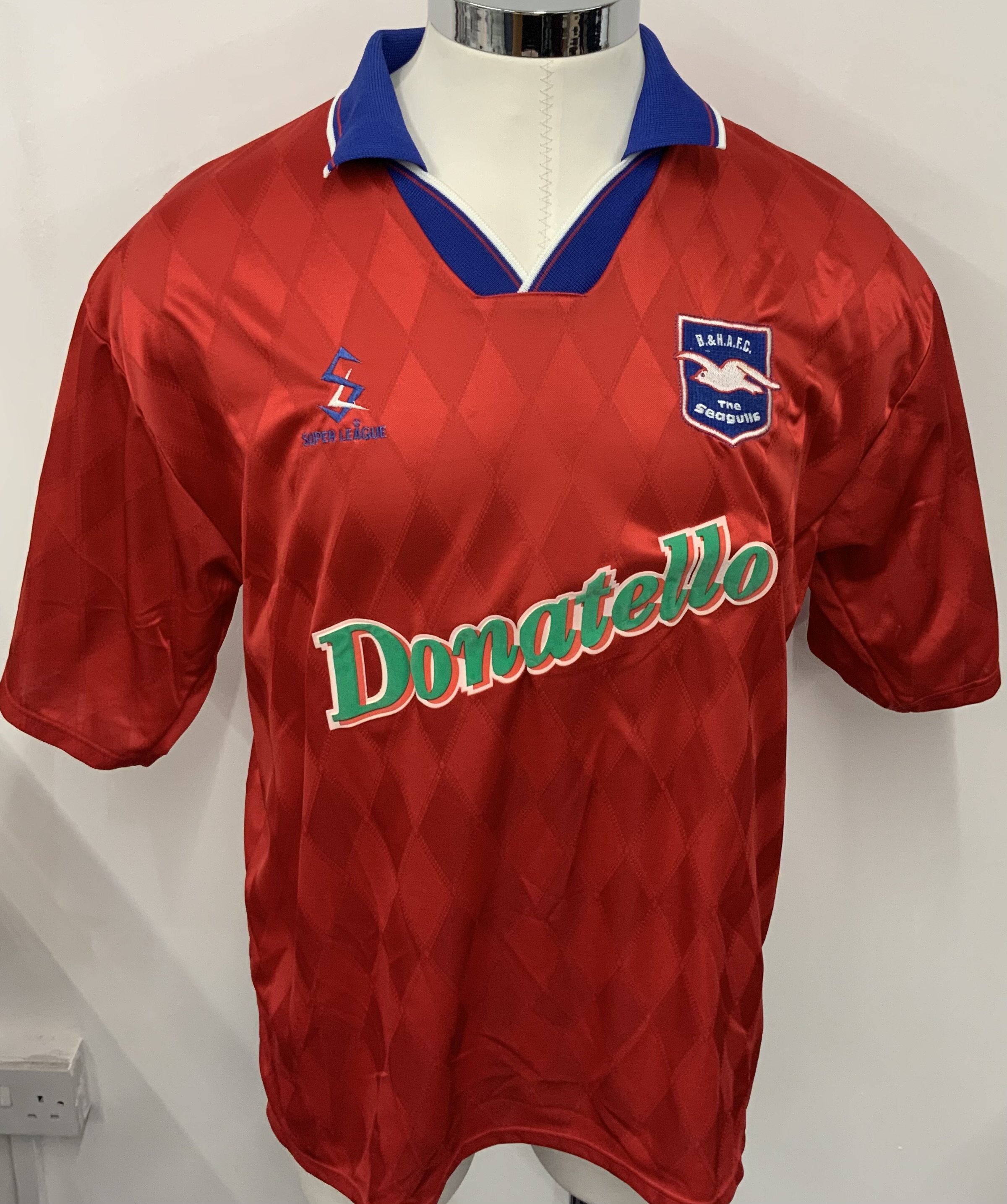 Brighton 1998 - 1999 Match Worn Football Shirt: Red Donatello sponsored number 14 short sleeve shirt. 