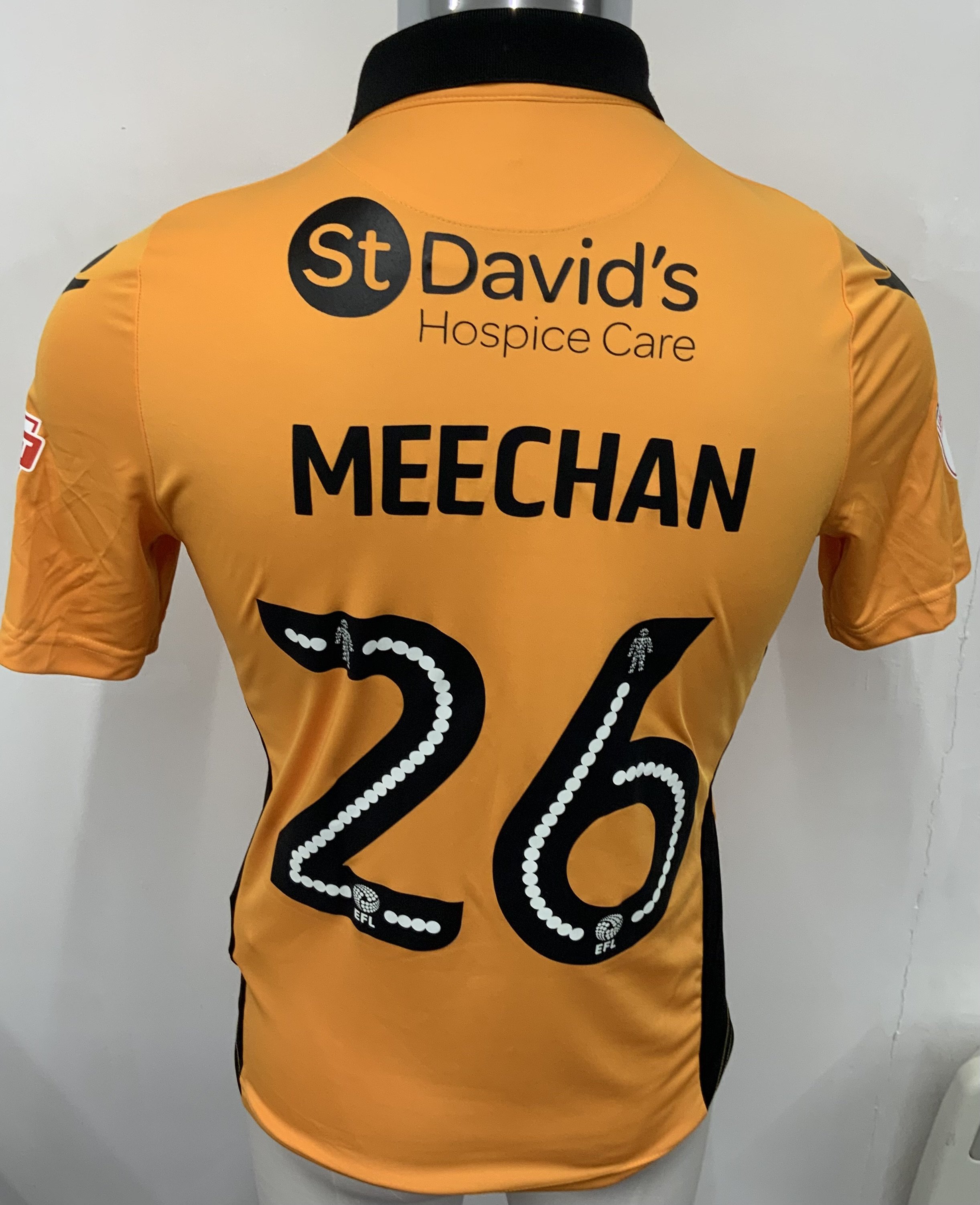 Newport County 2016 - 2017 Match Worn Football Shirt: Gold short sleeve shirt. Number 26 Meechan to rear. League Two Sky Bet badging. 
