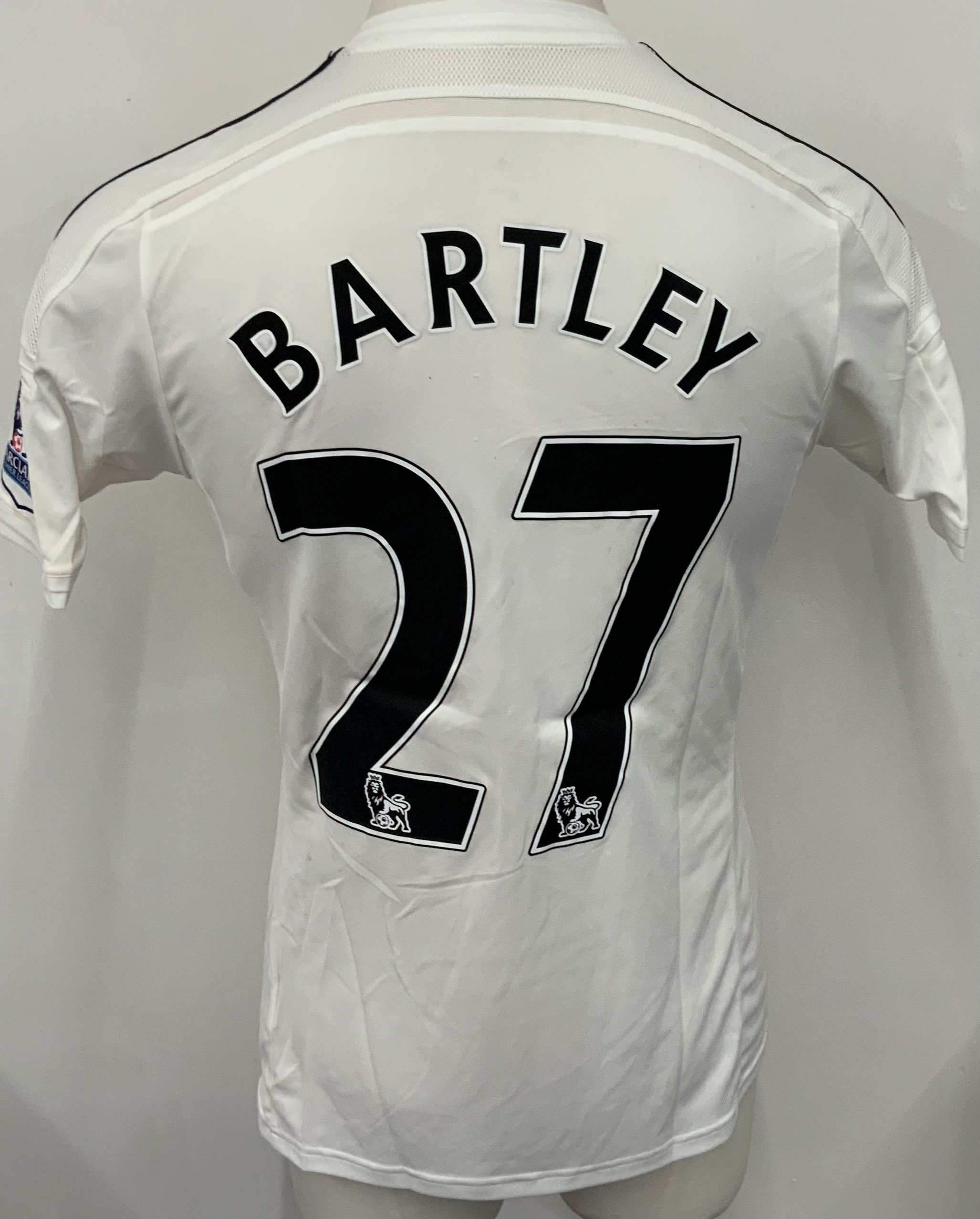 Swansea City 2014 - 2015 Match Worn Football Shirt: White short sleeve shirt. Number 27 Bartley. Premier League badging. 