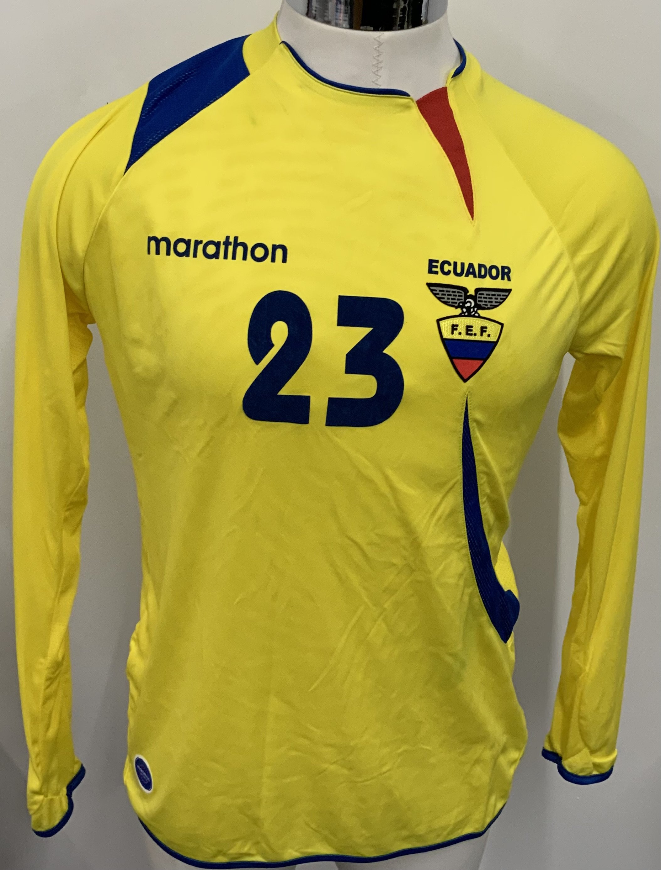 Ecuador 2009 Match Worn Football Shirt: Yellow long sleeve shirt. Number 23.