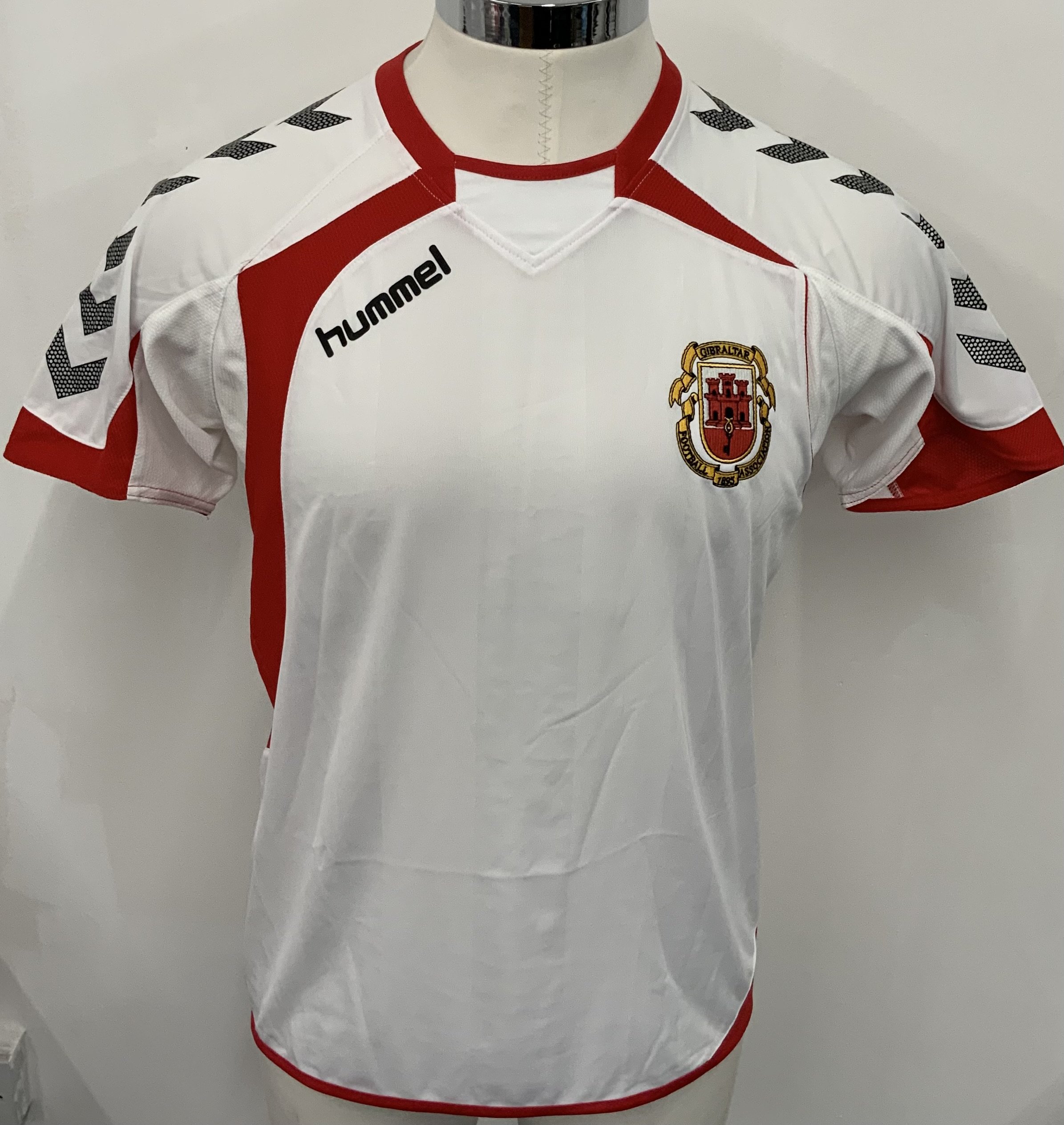 Gibraltar 2011 - 2012 Match Worn Football Shirt: White short sleeve shirt. Number 3. Worn in a friendly fixture. 