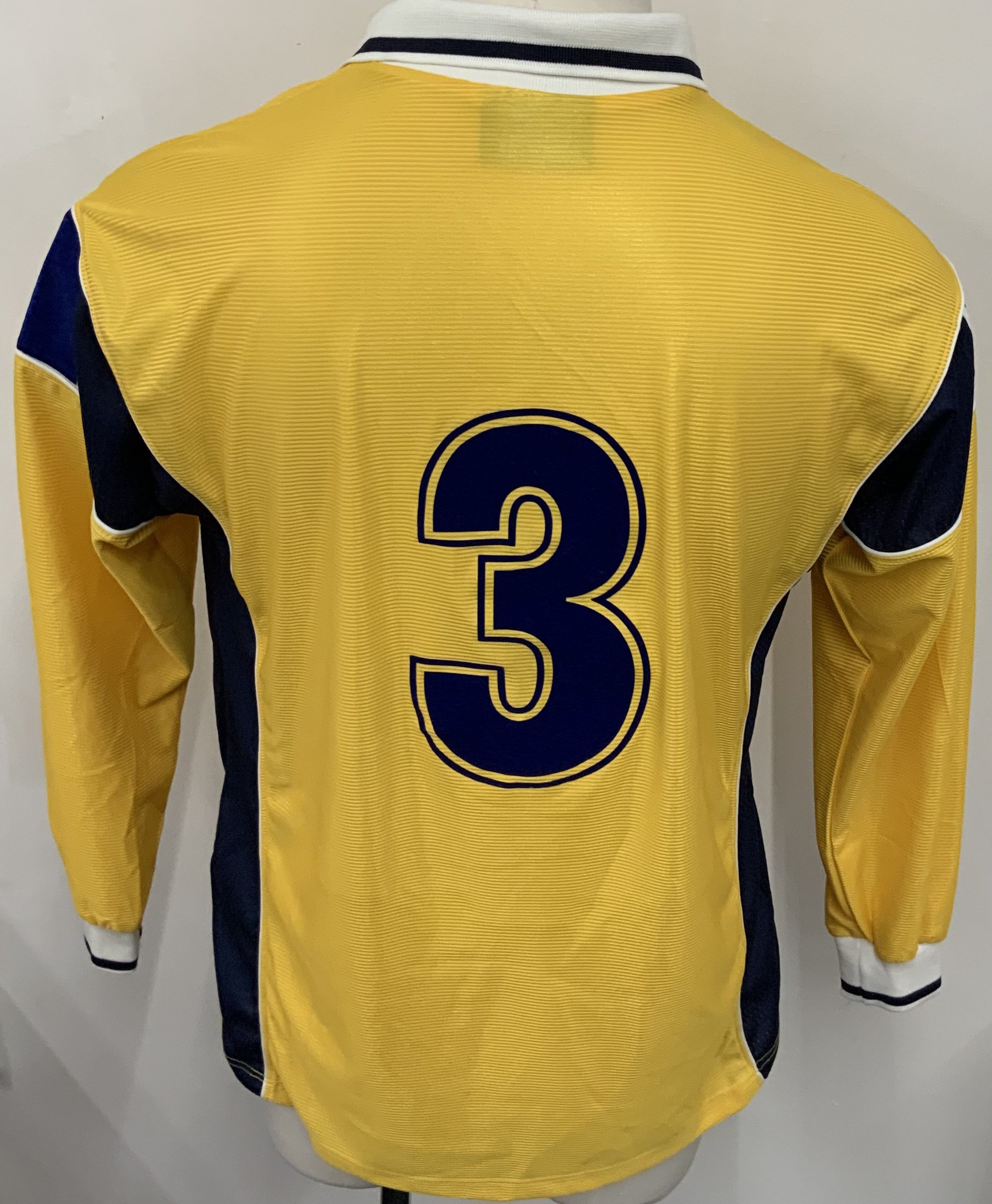 Ukraine 2002 - 2003 Match Worn Football Shirt: Yellow long sleeve shirt. Number 3.