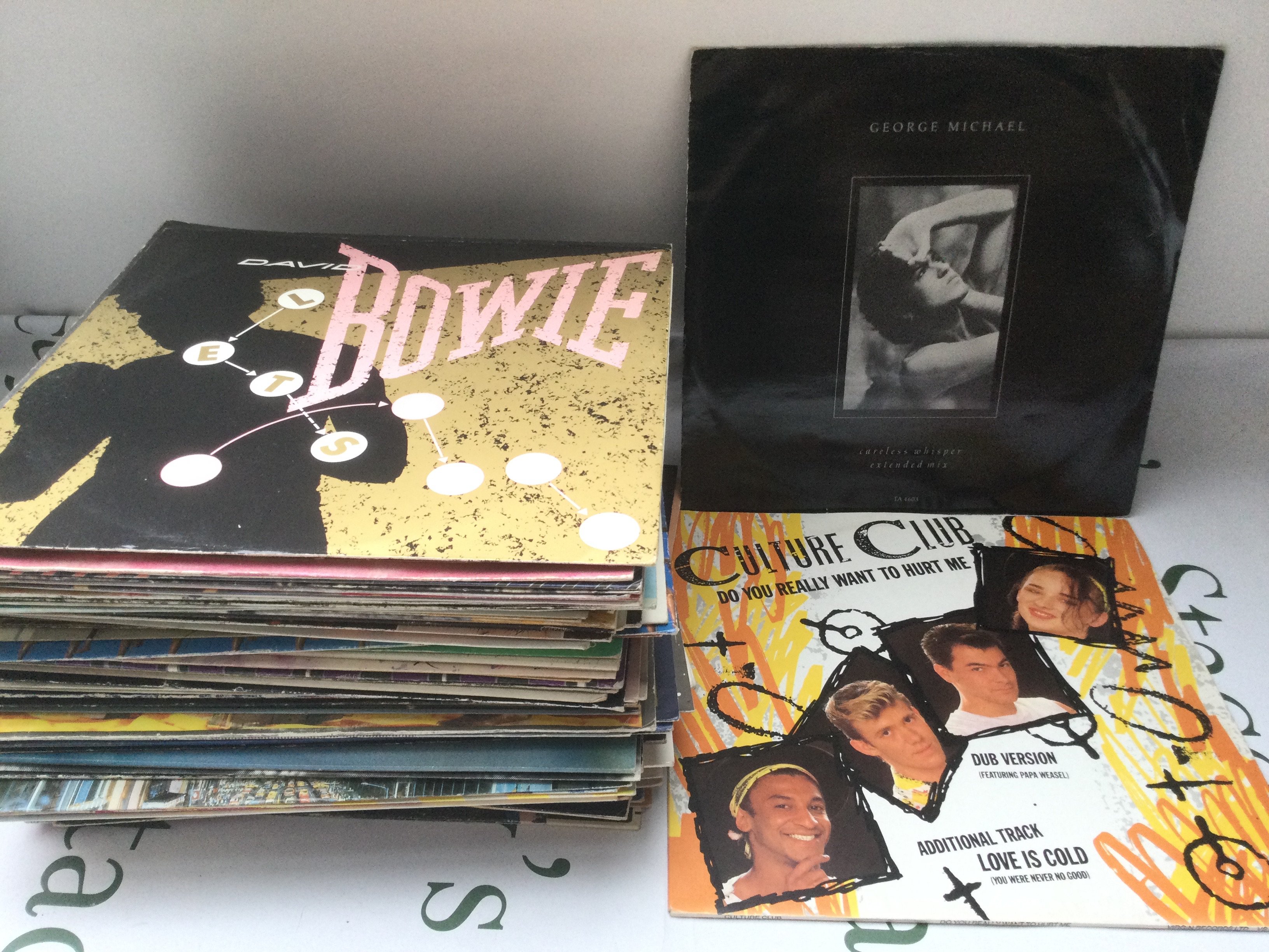 A collection of 12" singles by various artists including David Bowie, Japan, George Michael and many more.