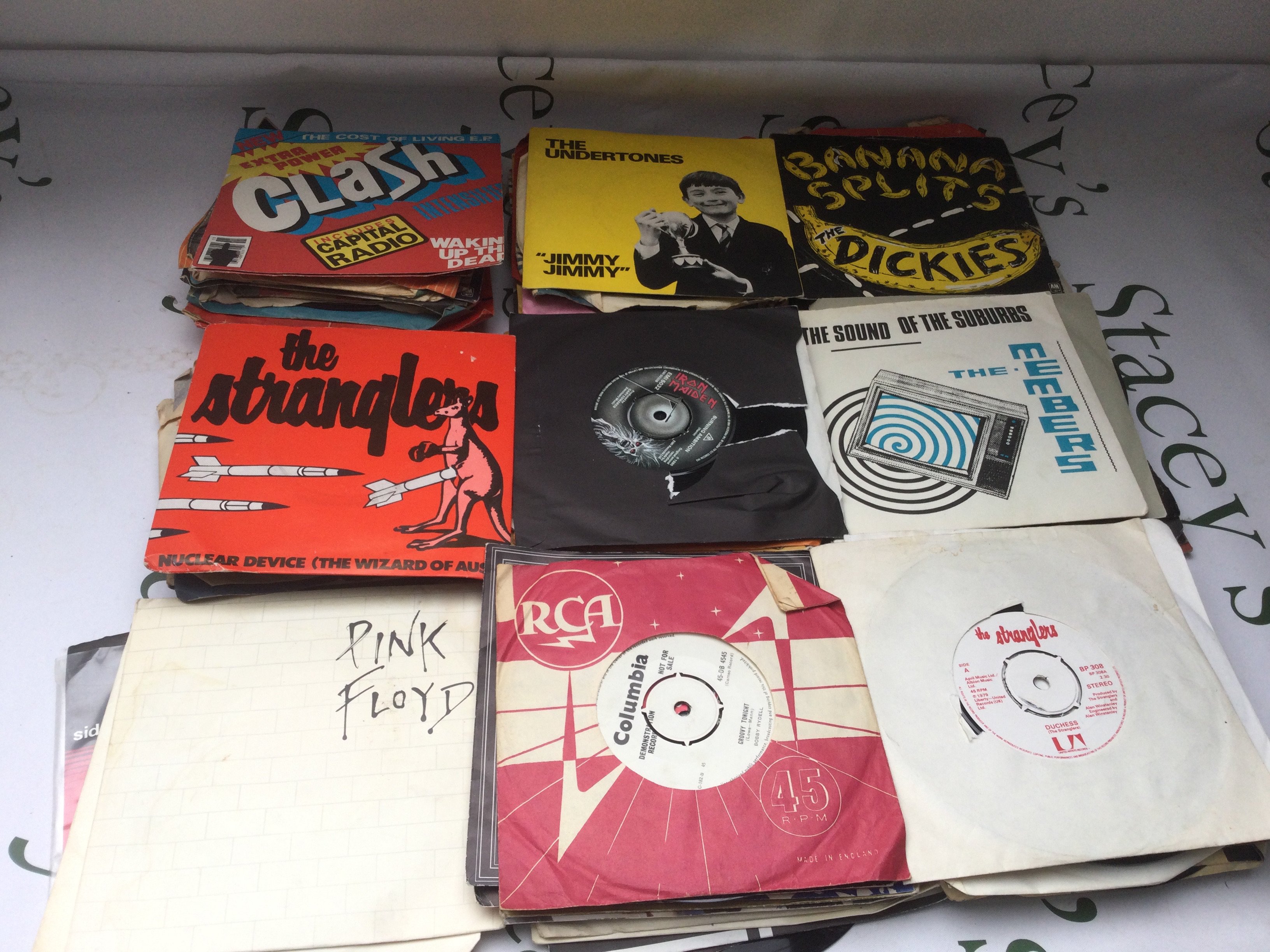 A collection of 7" singles including various punk bands, a Bobby Rydell demo disc and other artists from the 1960s onwards.