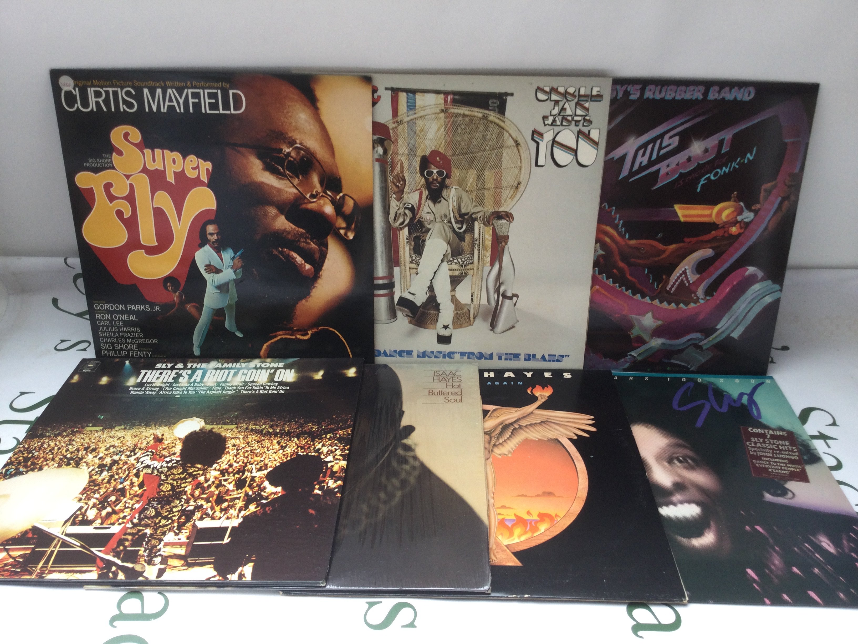 Fifteen funk and soul LPs by various artists including Isaac Hayes, Funkadelic, Sly & The Family Stone and others.