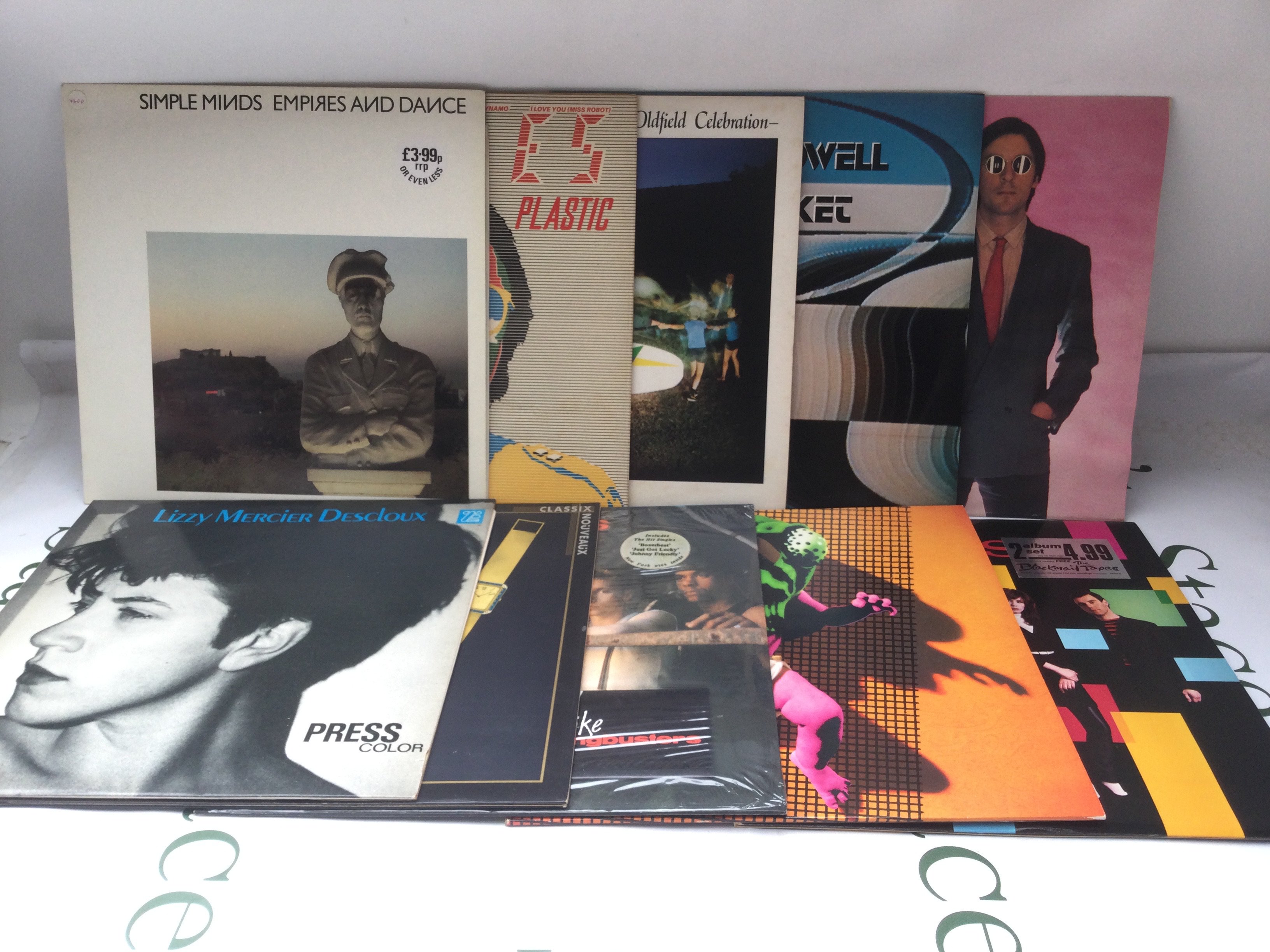 Two bags containing twenty 80s electro synth pop LPs by various artists including Duran Duran, Spandau Ballet, Kate Bush and others. Includes three promo discs.