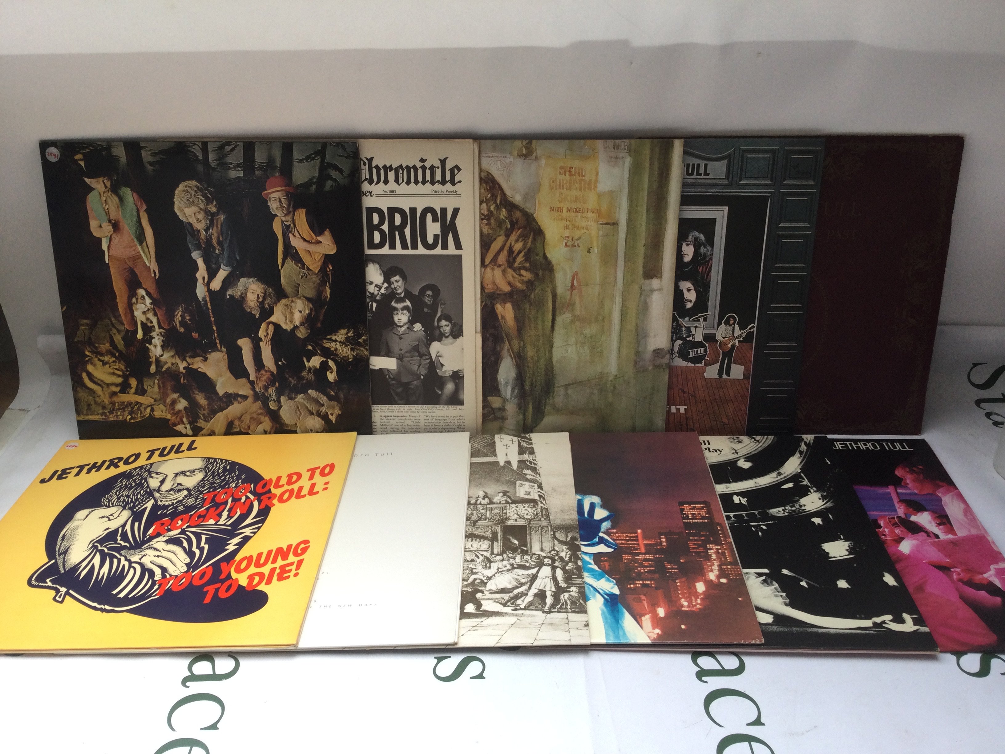 Eleven Jethro Tull LPs including This Was, Aqualung, Thick As A Brick and others.