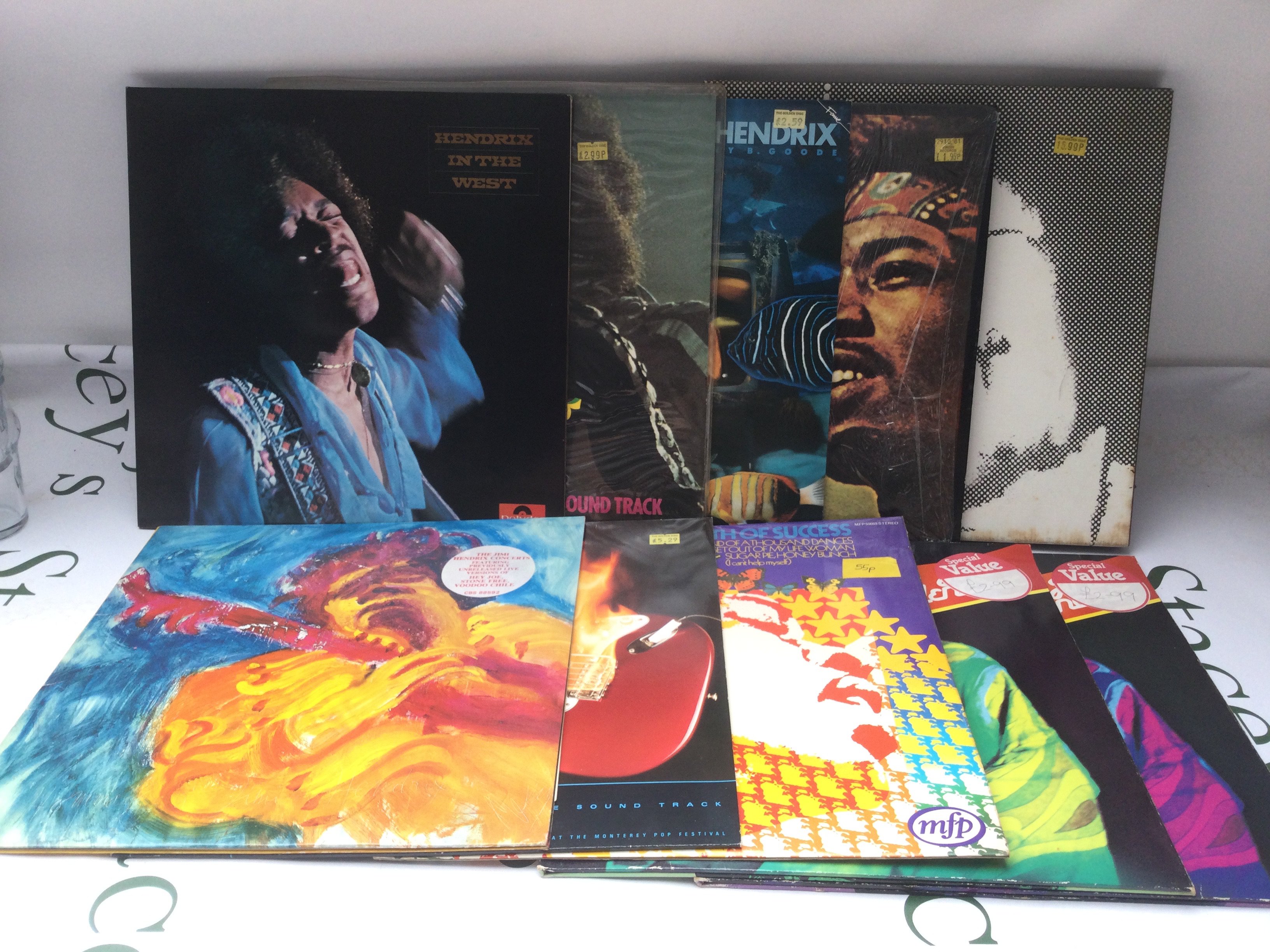 Ten Jimi Hendrix LPs including a multi LP box set, Rainbow Bridge, In The West and others.