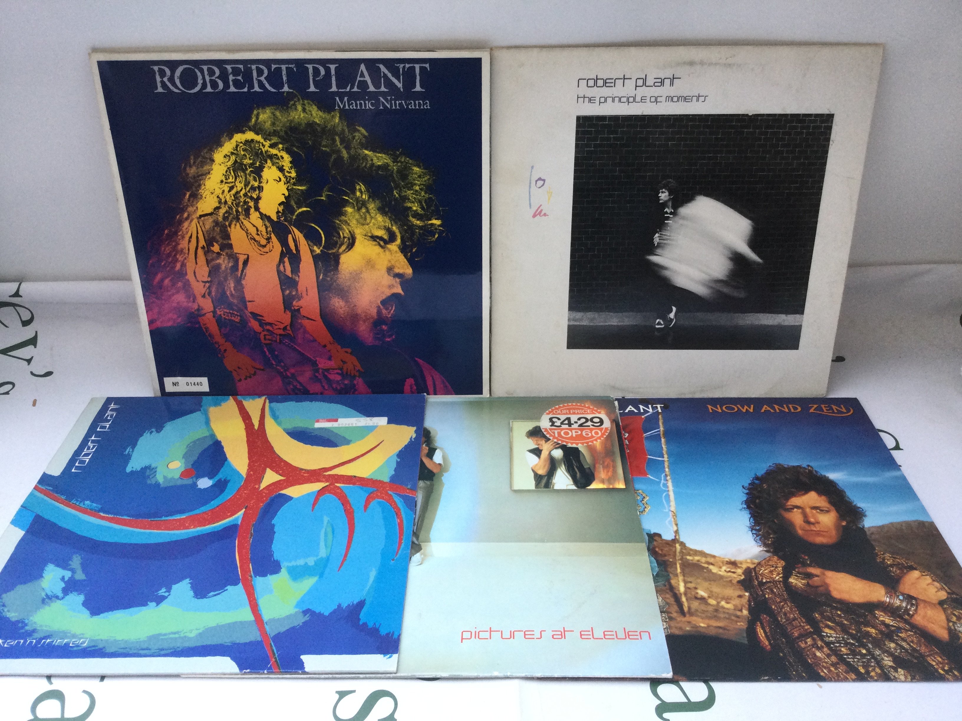 Five Robert Plant LPs comprising a numbered Manic Nirvana, The Principle Of Moments and others.