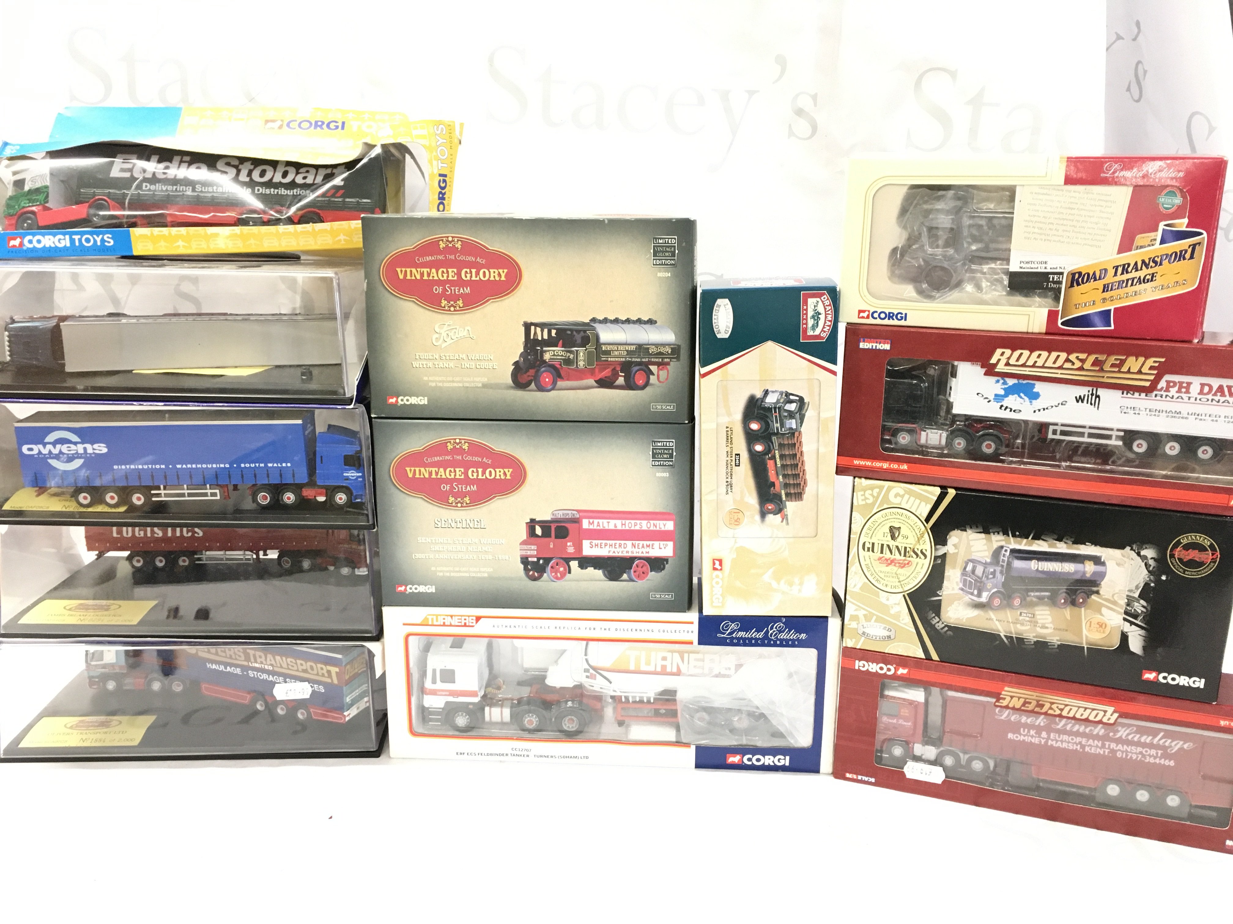 2 Boxes Containing Diecast Lorrys. Including Oxford and Corgi. Atlas.