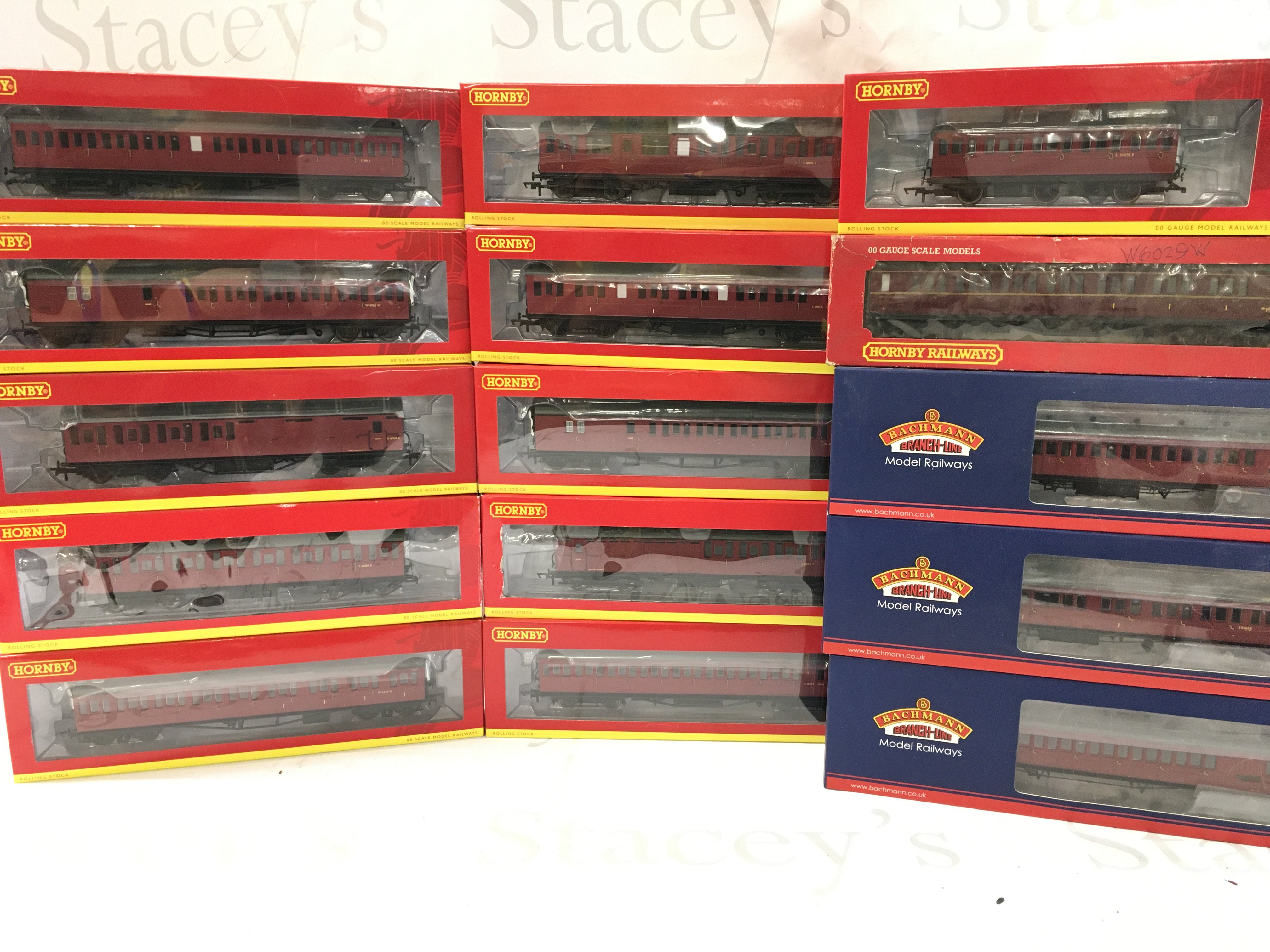 A Collection Of Boxed 00 Gauge Coaches By Hornby And Bachmann.