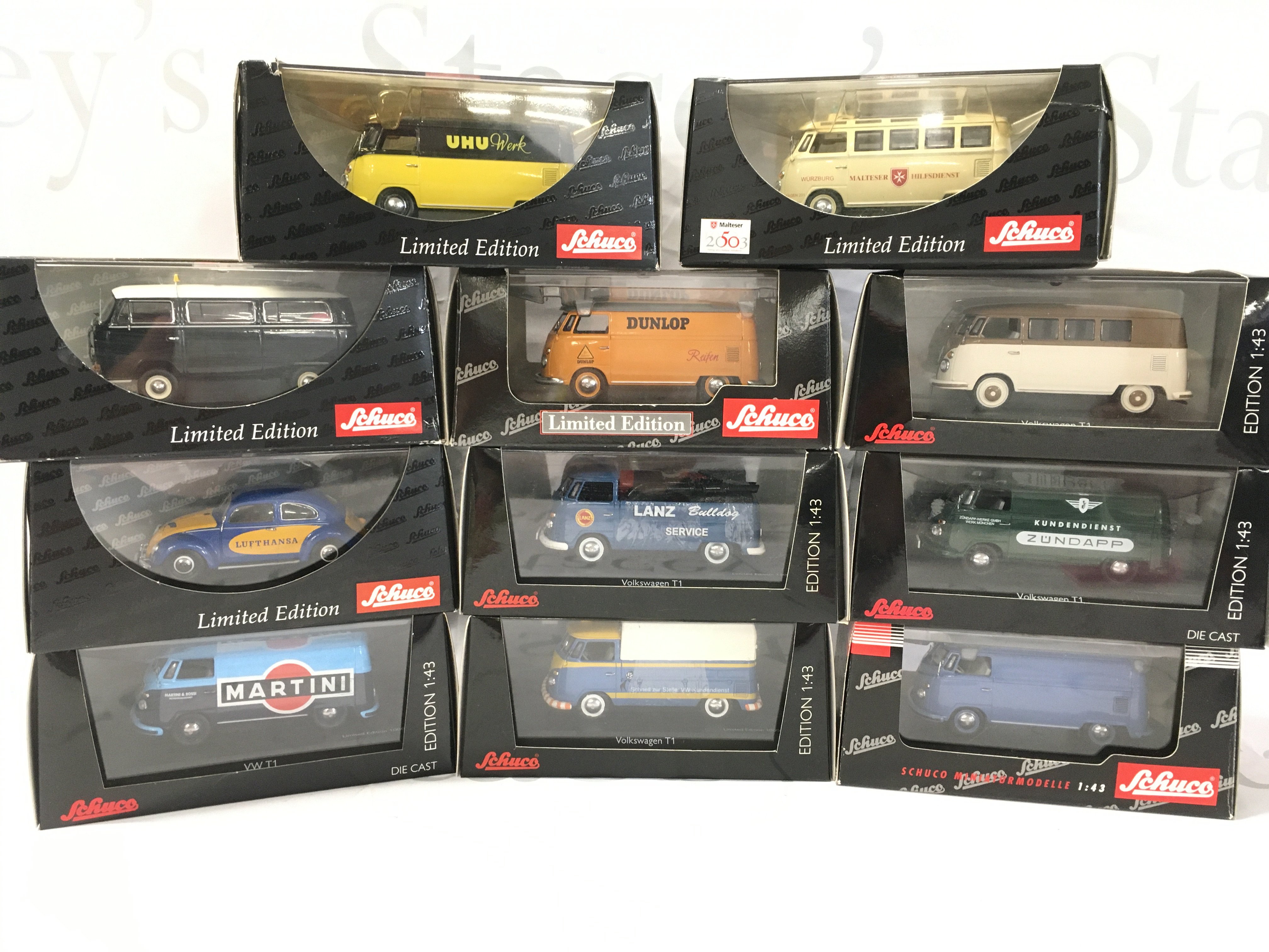 A Collection Of Boxed Schuco Volkswagen Vans 1/43 Scale.