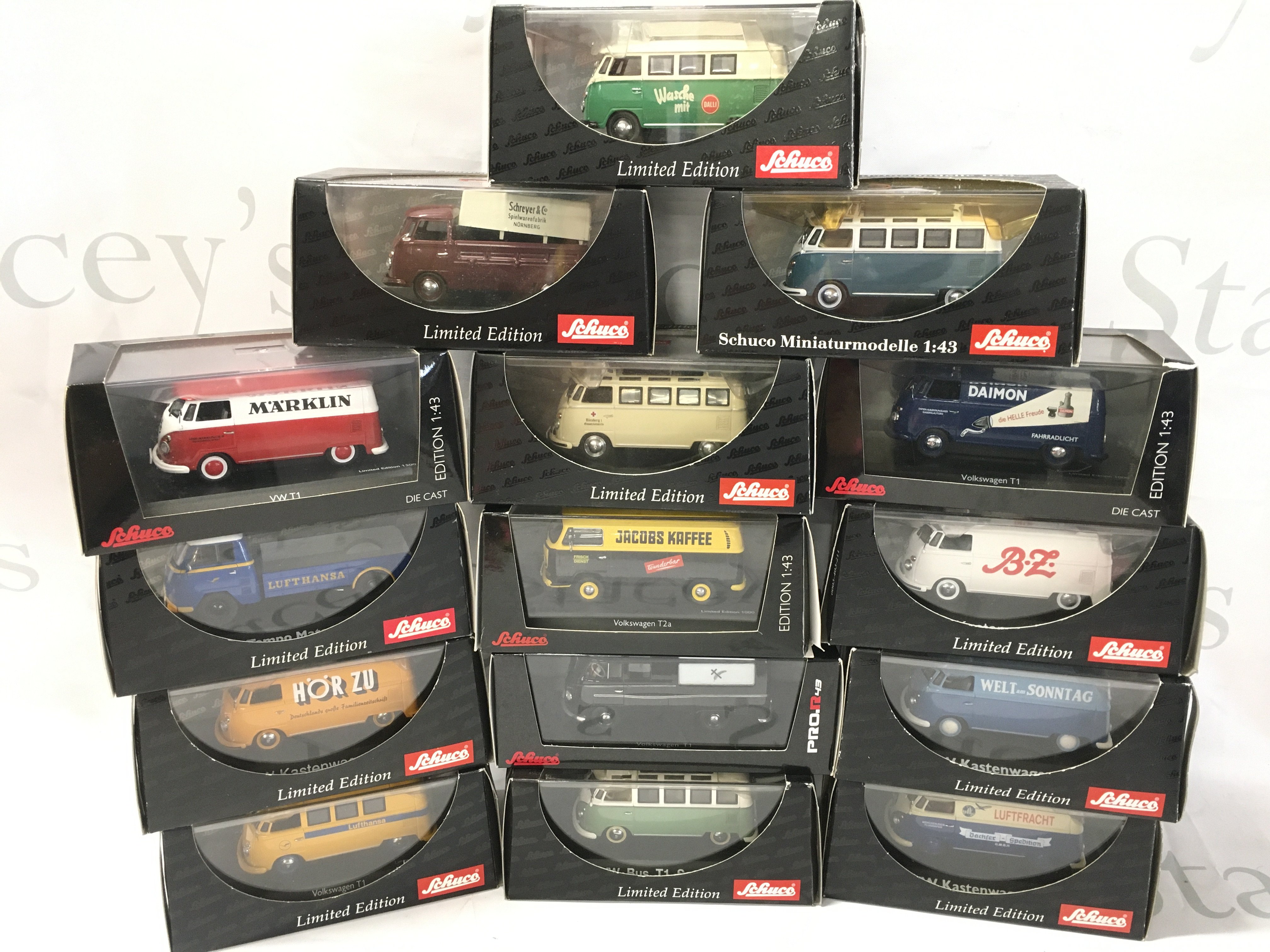 A Collection Of Boxed Schuco Volkswagen Vans 1/43 Scale.
