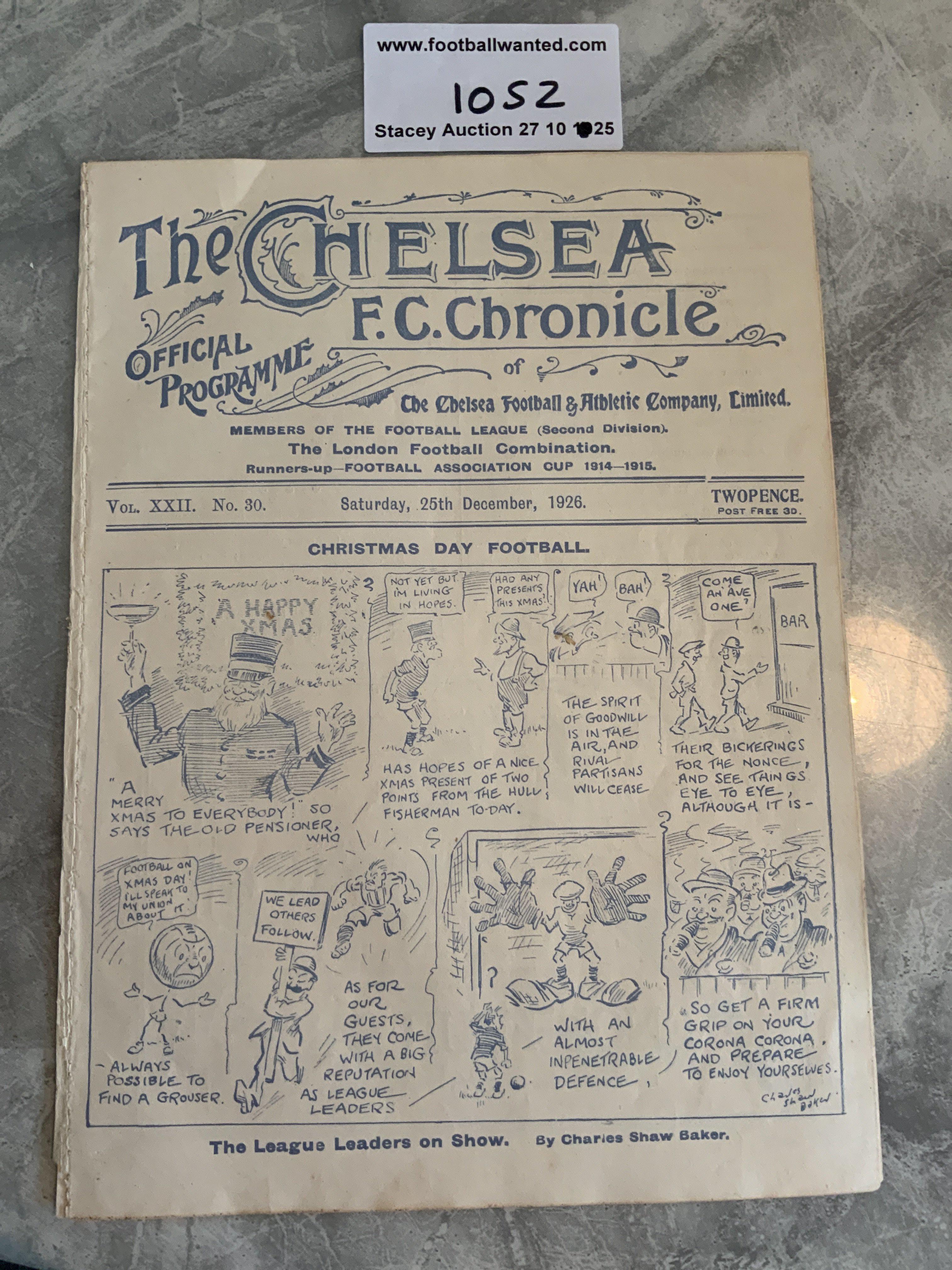 1926 - 1927 Chelsea v Hull City Football Programme: Division 2 programme in fair/good condition with no team changes. Covers intact.