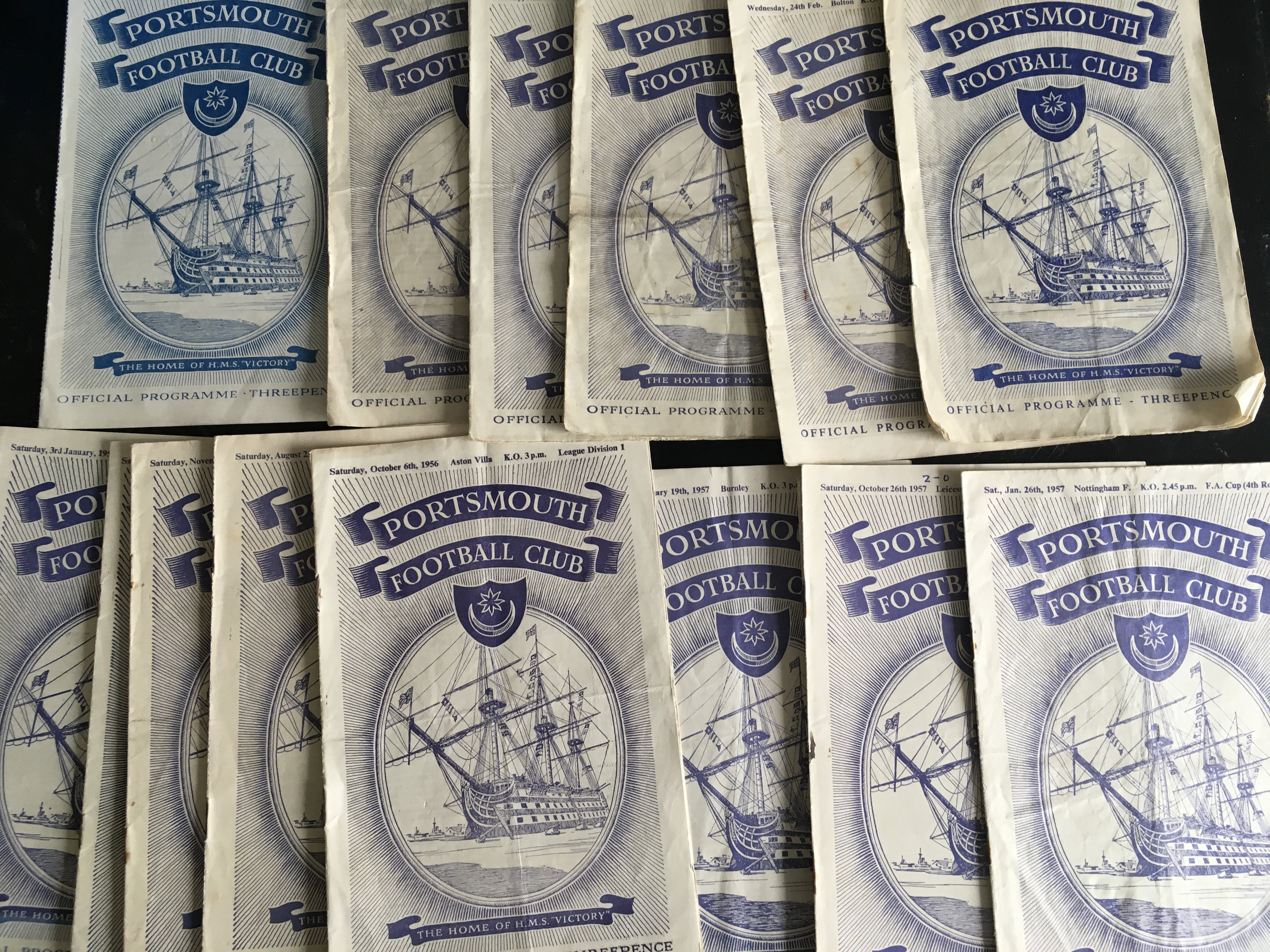 Portsmouth Home Football Programmes: 17 from the 50s and approximately 150 from the 60s. Couple of possible complete sets. Instructions to sell. Very good. (est 170)