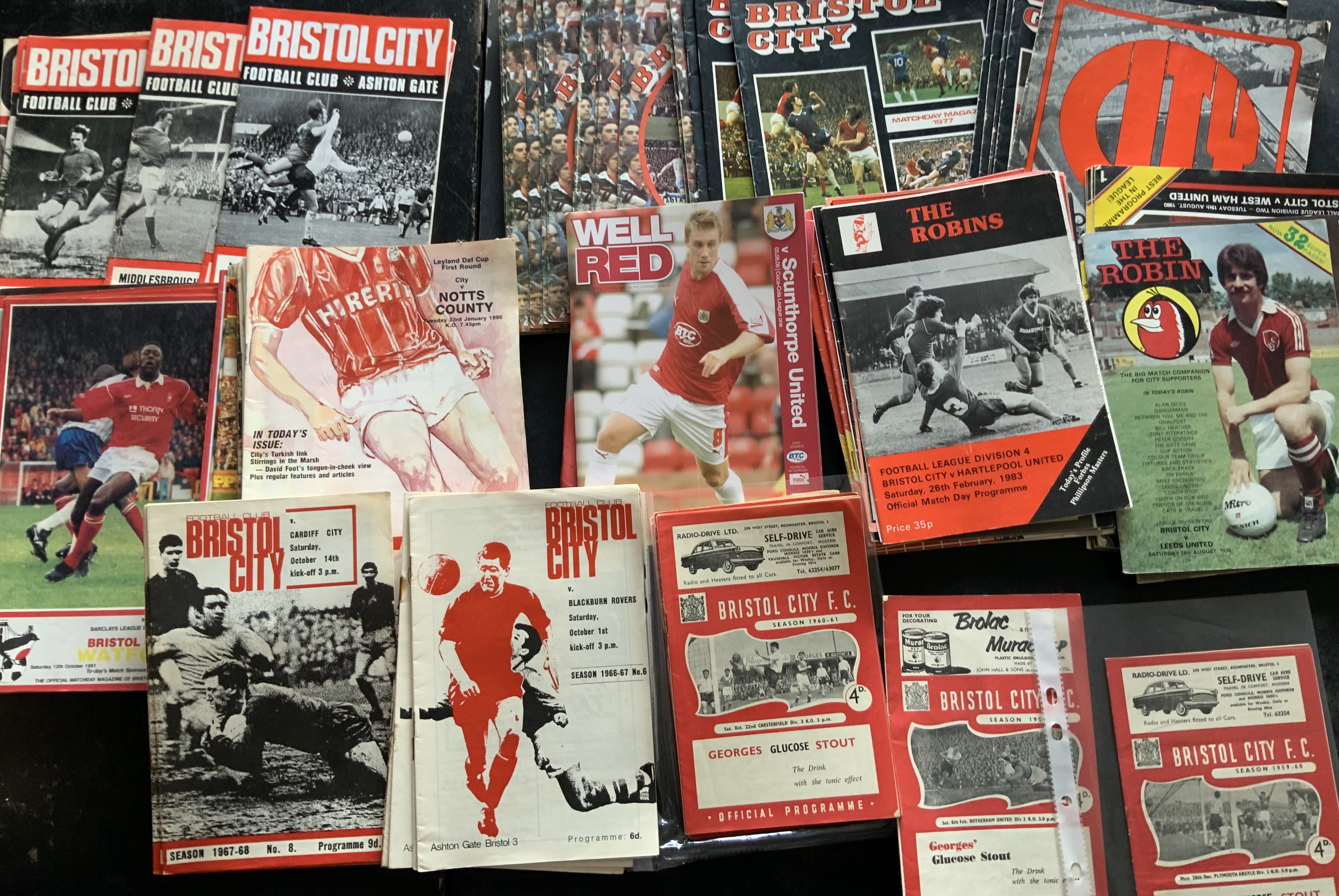 Bristol City Bristol Rovers Rovers + Burnley Football Programmes: Bristol City covering 1950s x 3, 1960s x 34, 1970's onwards x 73. League, Cup and Friendly issues included. Bristol Rovers 1950s x 5, 1960s x 33, 1970s onwards x 10. Burnley covers 15 x 1950s, 56 x 1960s and 25 x 1970s onwards. Includes 58/59 International XI Dougall Testimonial, 1960/1 Hamburg European Cup, 1961/2 Ipswich (Champions) and 1966/7 Lausanne Sports Inter-Cities-Fairs Cup with teamsheet. No duplication (264)