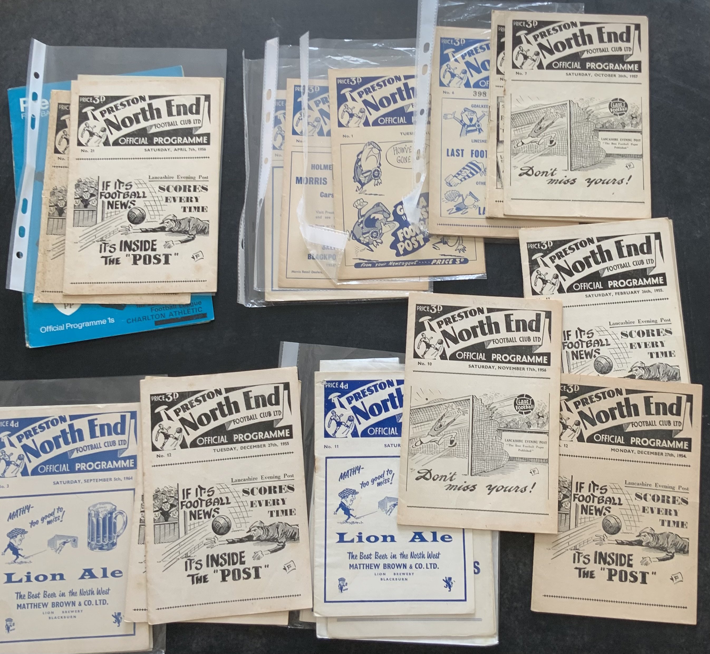 Preston + Rotherham Football Programmes: Preston collection is from 1954-1970 and has16 x 1950s and 28 x 1960s including 55/56 Chelsea, 58/59 + 59/60 Manchester Utd and 66/67 Hearts 4 pager. Mainly good. Rotherham has 6 x 1950s, 81 x 1960s and includes 53/54 Lincoln and at least 5 postponed from the 60s. Mixed conditions. (133)