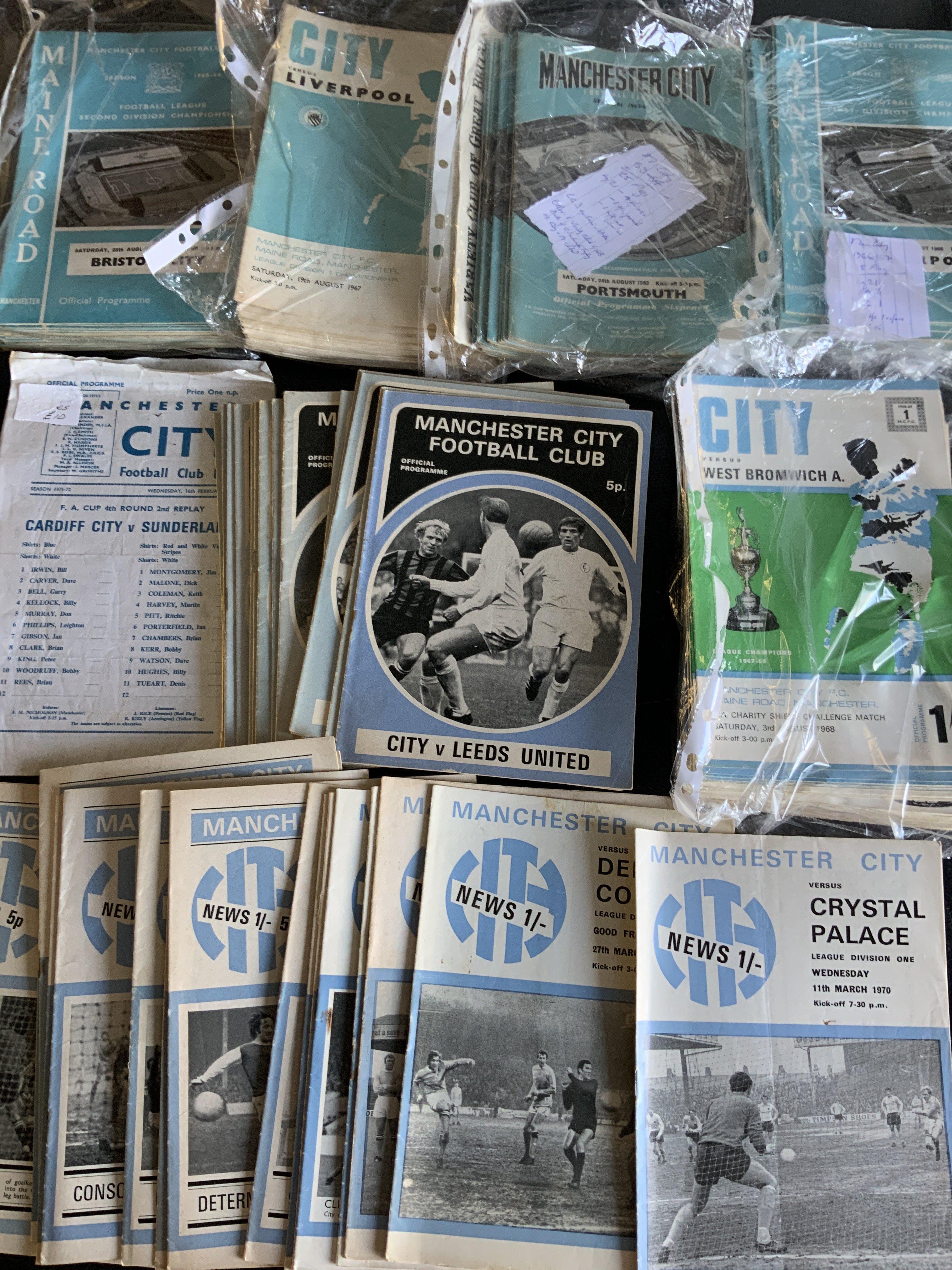 Manchester City 1960s Home Football Programmes: Approximately 100 from the 60s which are mainly 5 seasons sets that are near complete. C/W 30 from the early 70s. Instructions to sell. Very good. (est 130+)