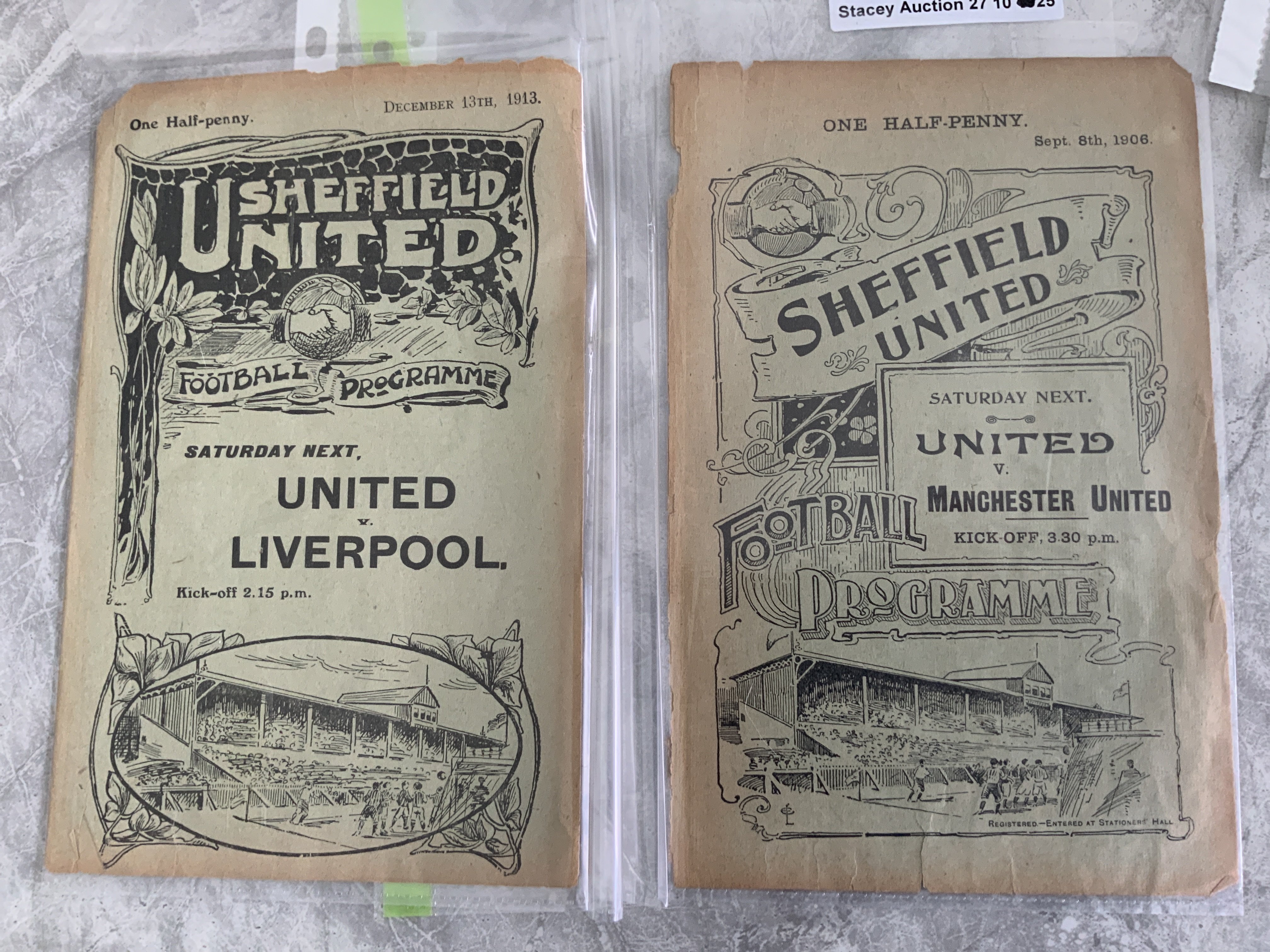 Pre 1st World War Sheffield United v Hull City Reserve Football Programmes: Seasons 1906 - 1907 and 1913 - 1914. Fair condition ex bound 4 page programmes with no team changes. (2)