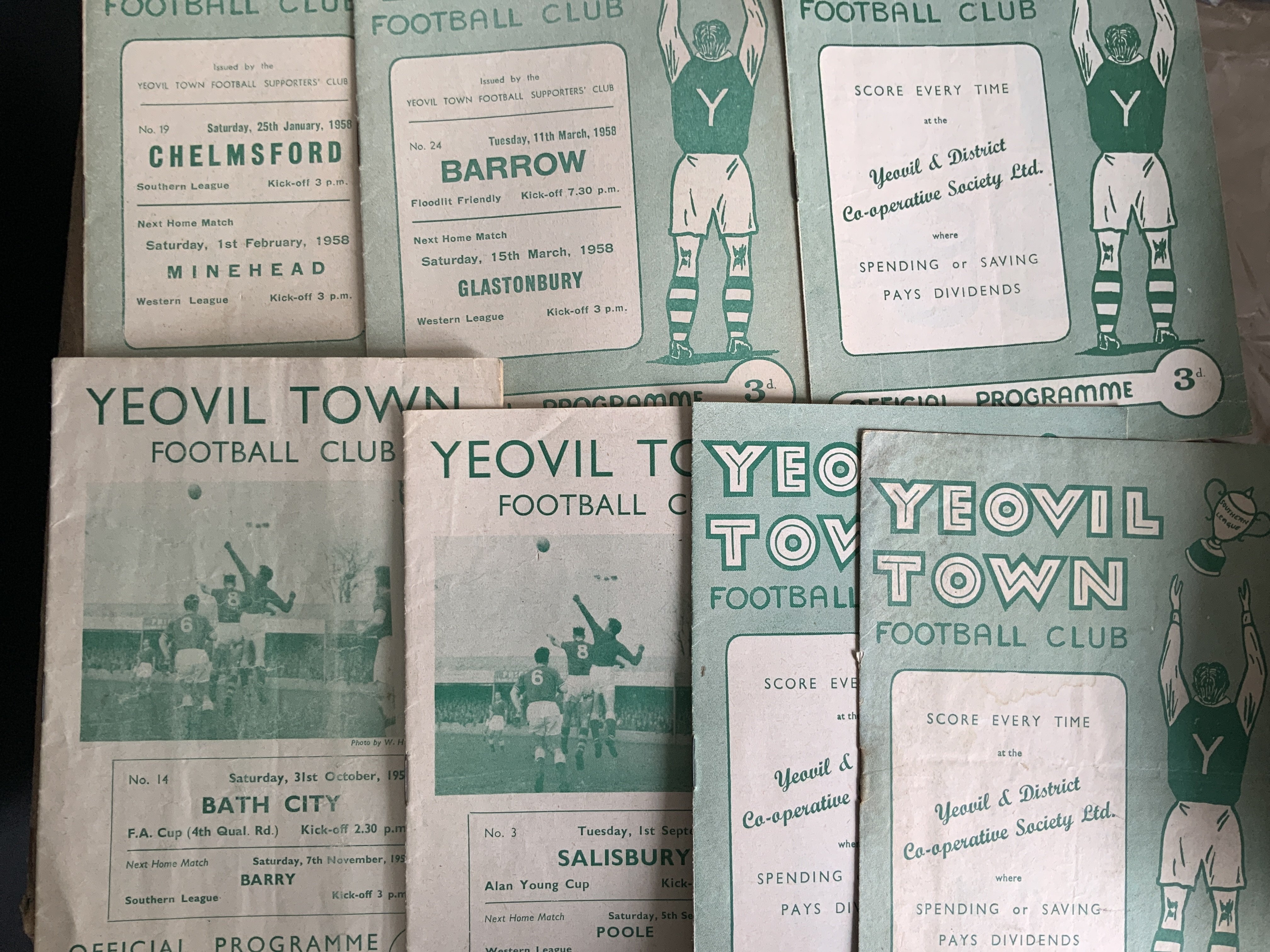 Yeovil Town Home Football Programmes: 7 from the 50s and approximately 50 from the 60s. Instructions to sell. Very good. (est 60)