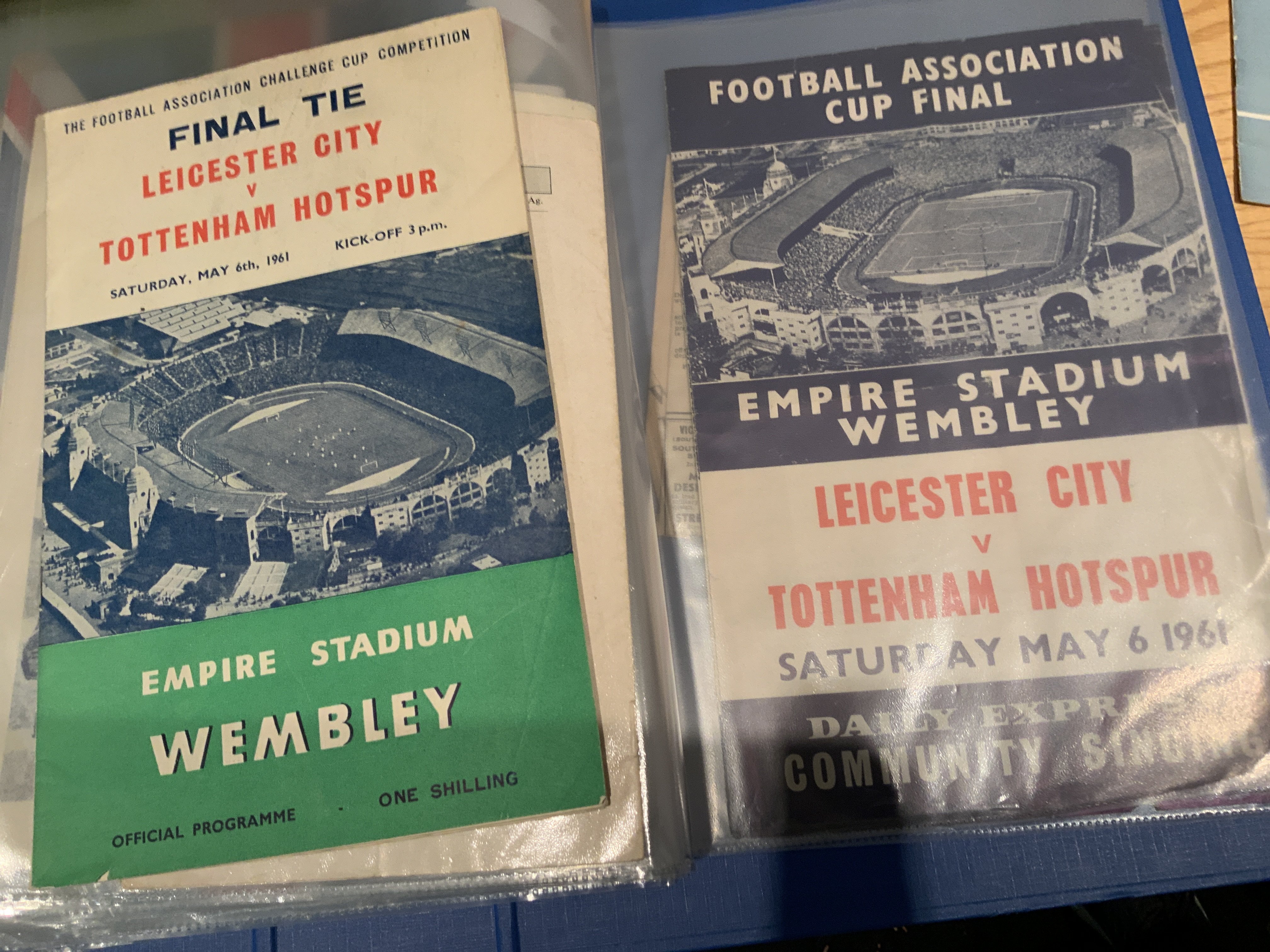 Tottenham Football Programmes: Includes FA Cup Finals for 61 62 67 and more, 1962 souvenir brochure, many testimonials, tickets and more. 4 homes from 49/50 or earlier plus a few 50s included. (box)