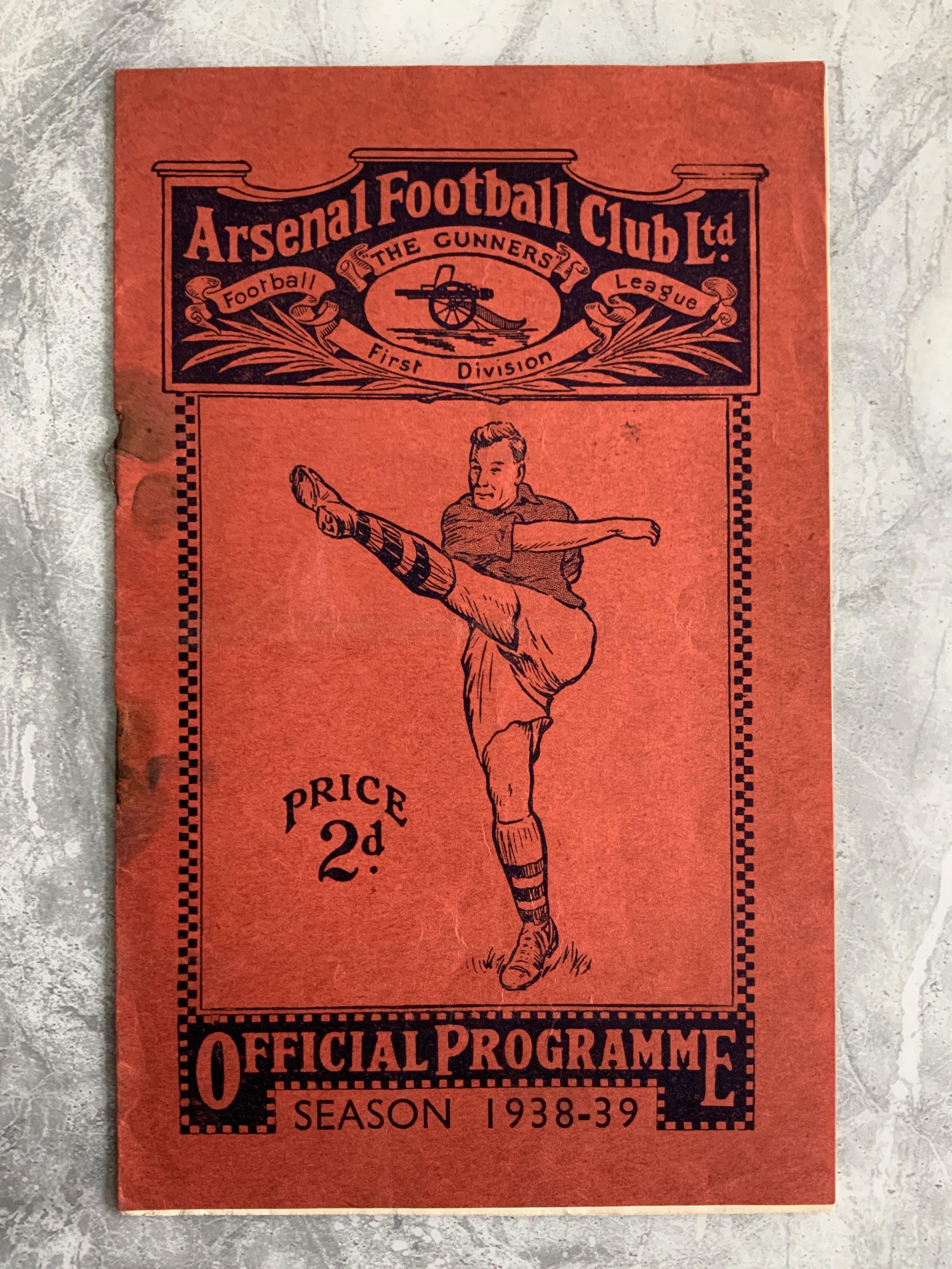 1938 - 1939 West Ham v Tottenham At Arsenal Football Programme: Fair condition FA Cup programme 2nd replay with no team changes. Staples have rotted away leaving holes.