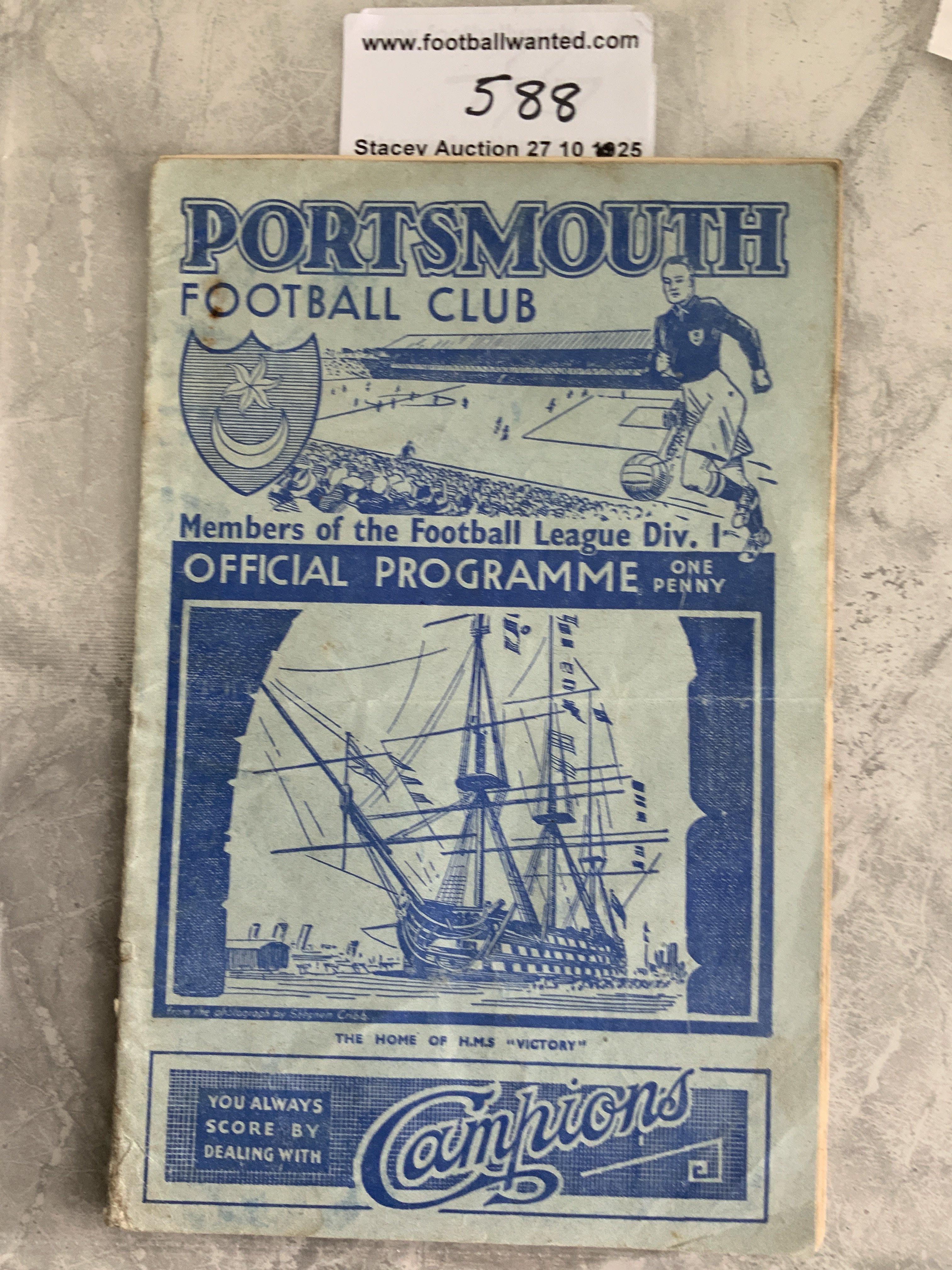 38/39 Portsmouth v West Ham FA Cup Football Programme: Fair condition with no team changes. Staples missing and some wear. Portsmouth went on to win the FA Cup.